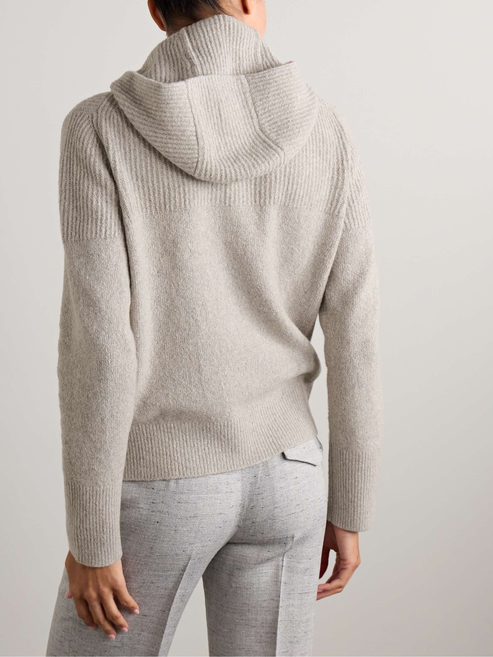 Greta ribbed cashmere-blend hoodie view