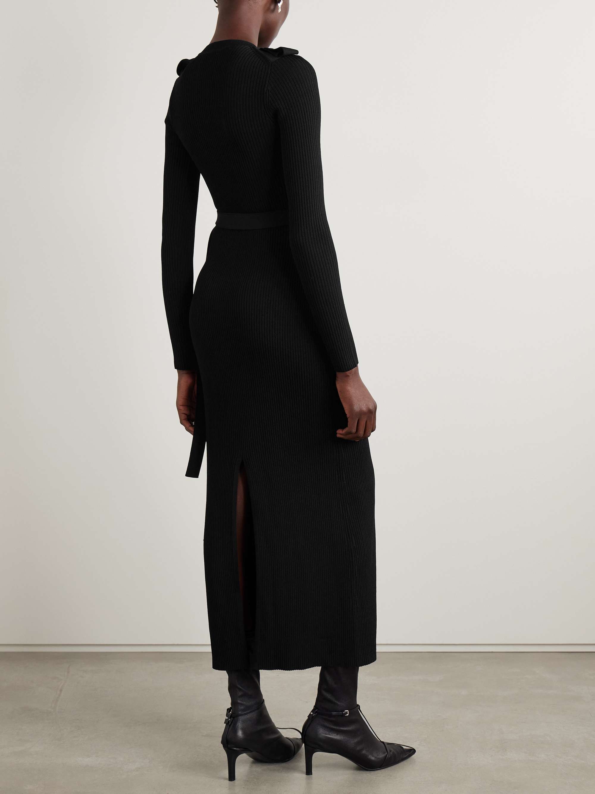 Lauryn belted ribbed-knit dress view