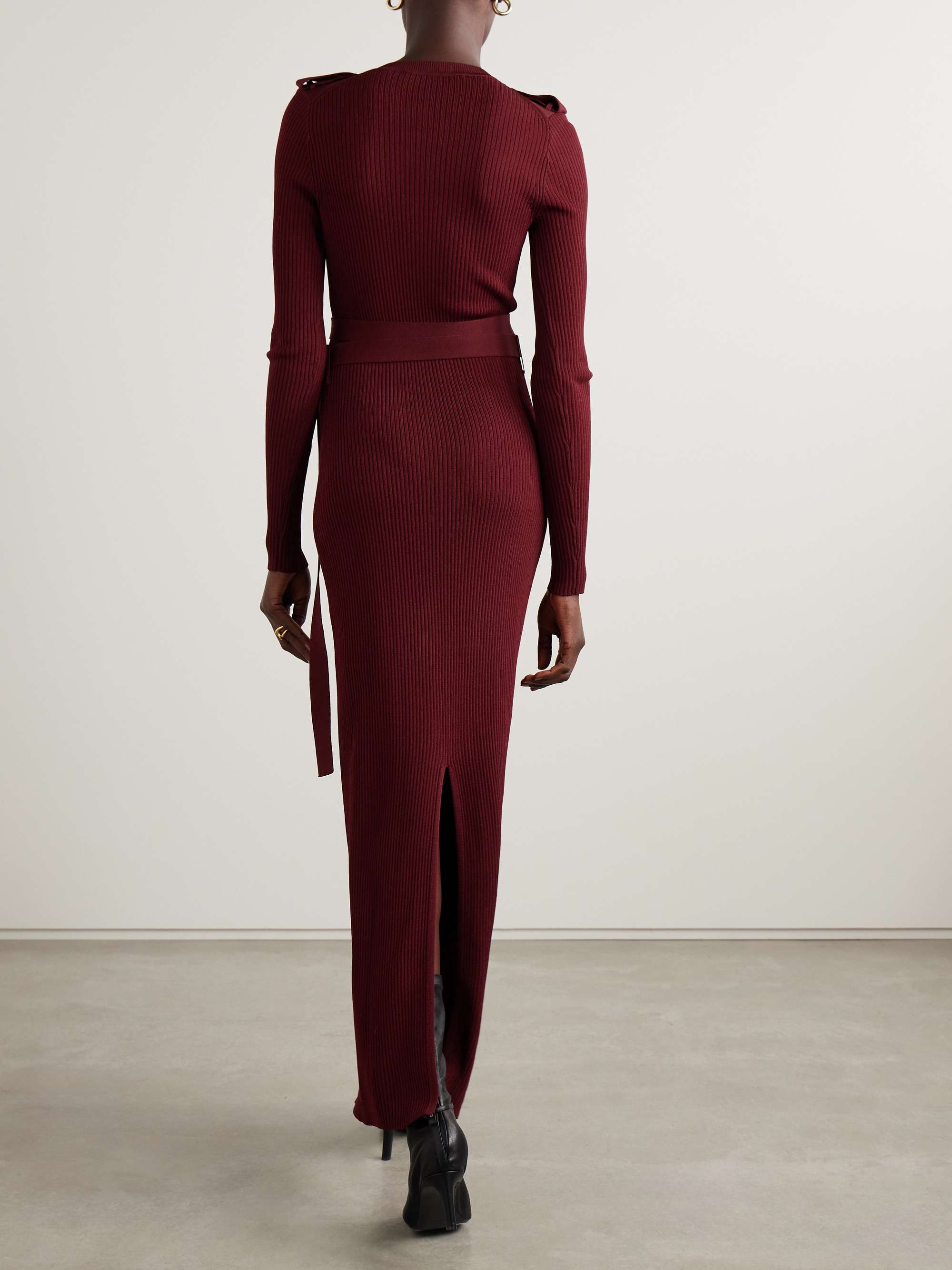 Lauryn belted ribbed-knit maxi dress view