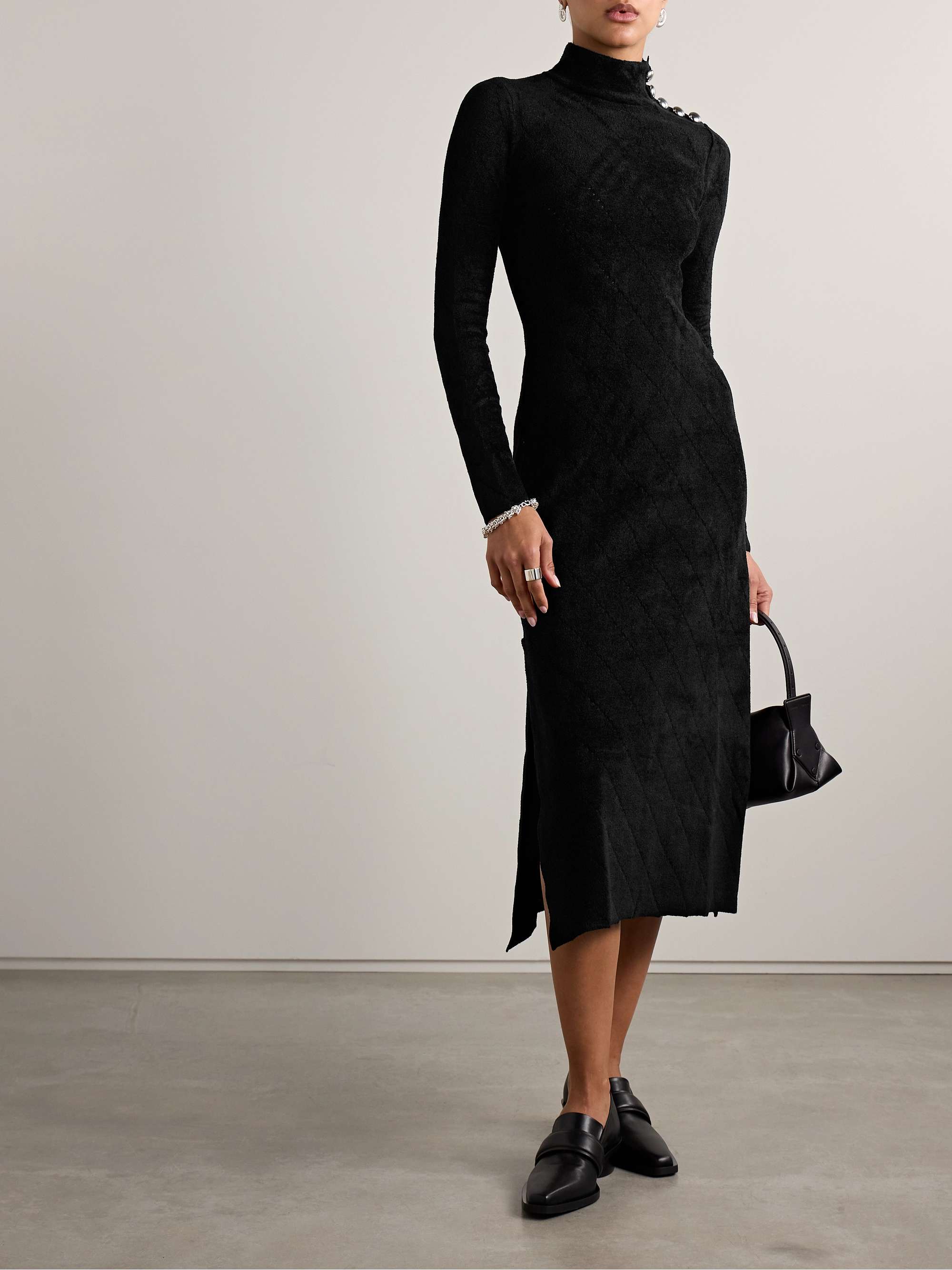 Pointelle-knit chenille midi dress view