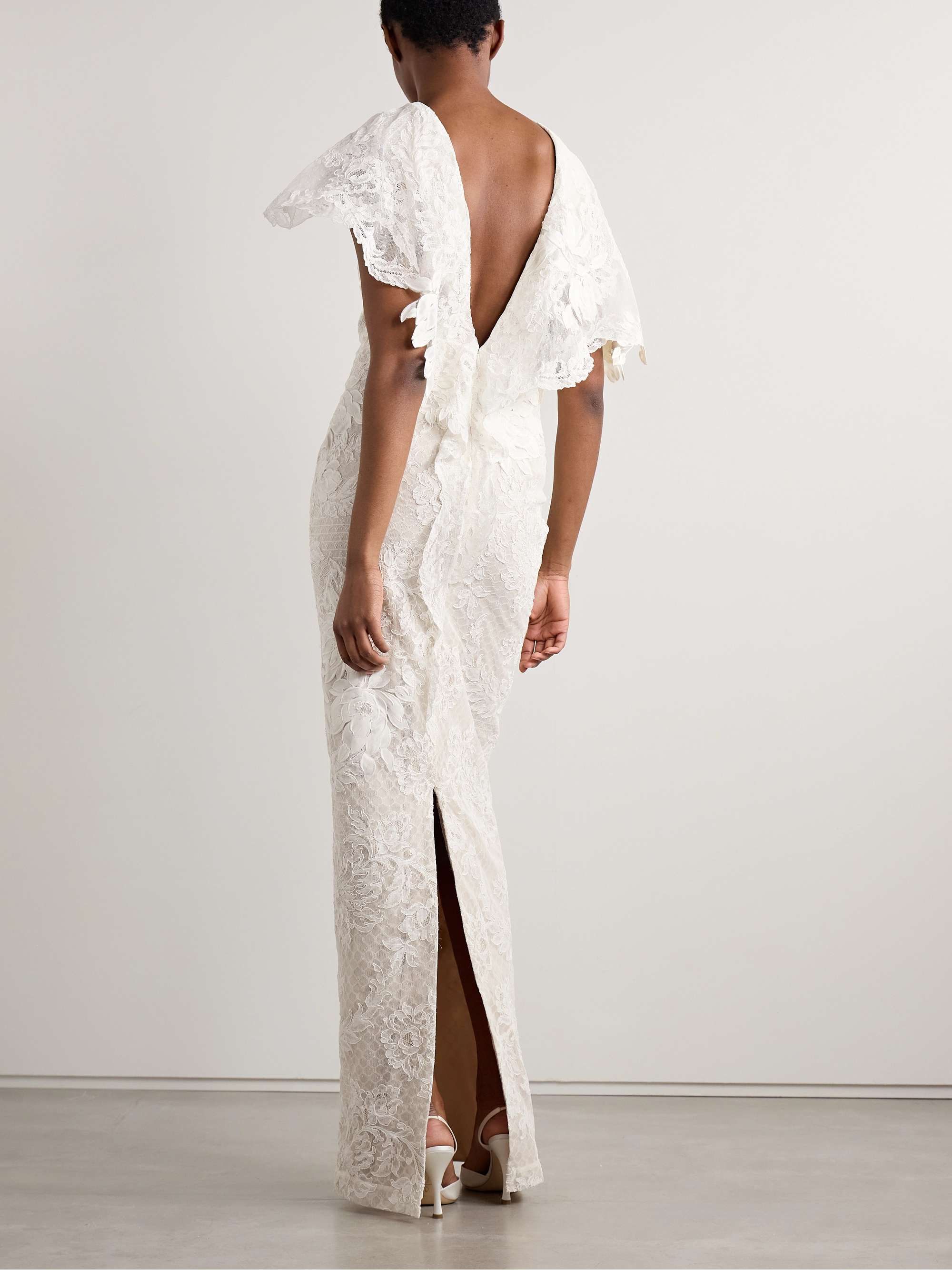 Laurel draped cotton-blend corded lace gown view