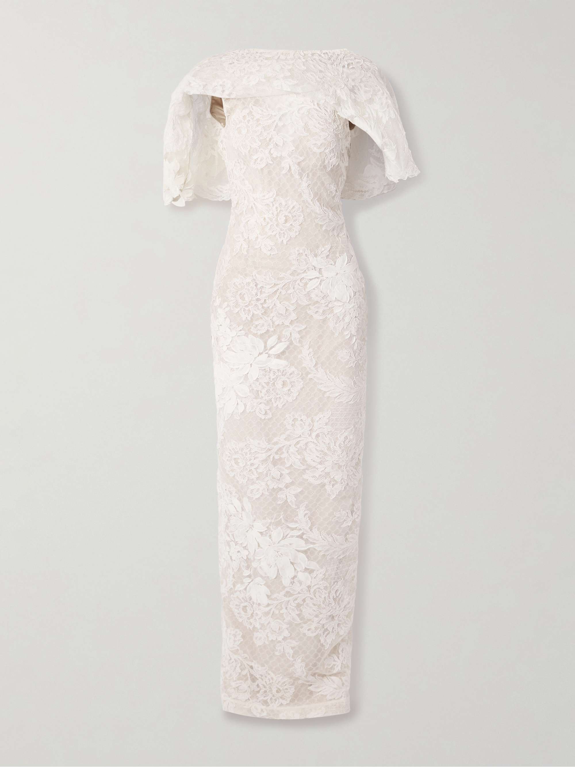 Laurel draped cotton-blend corded lace gown view