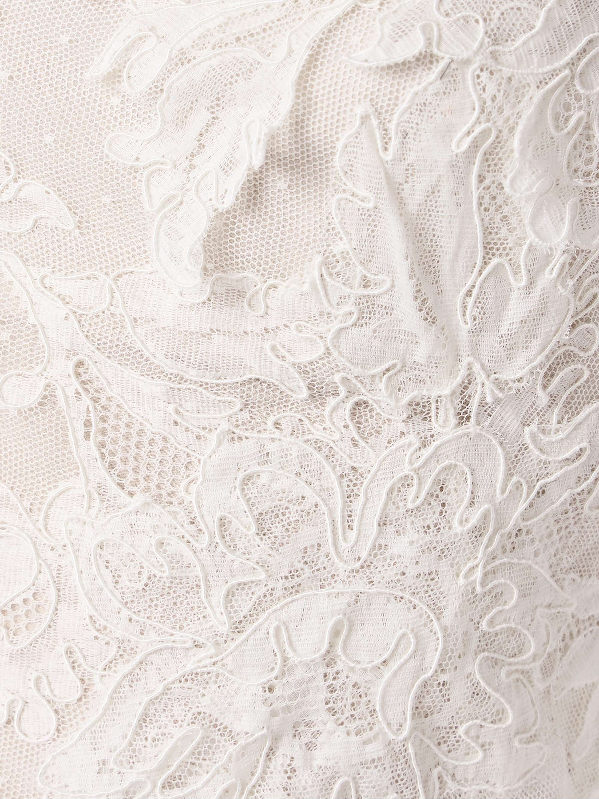Edie appliquéd silk chiffon-trimmed cotton-blend corded lace gown view
