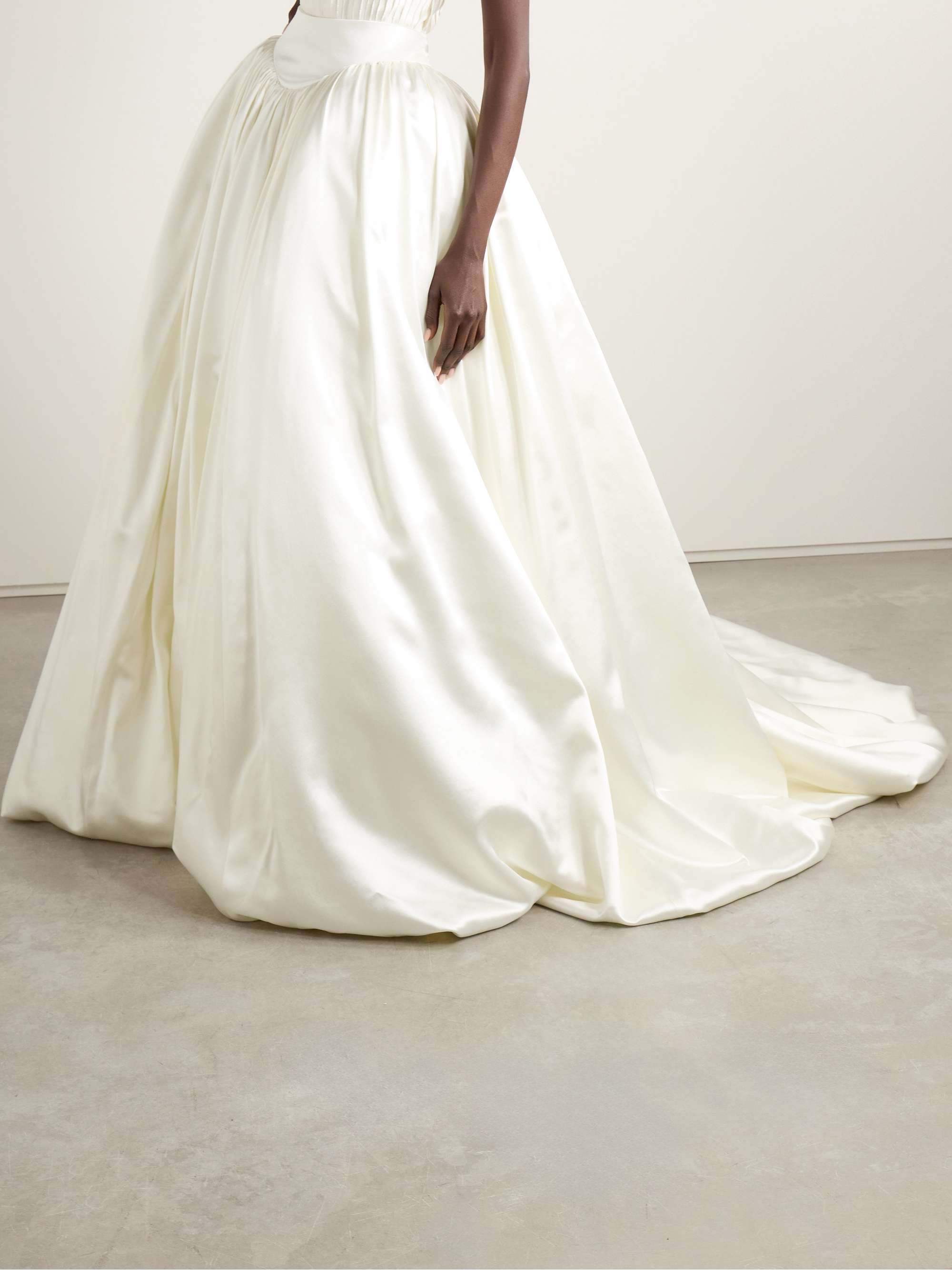 Micah pleated silk and wool-blend satin maxi skirt view
