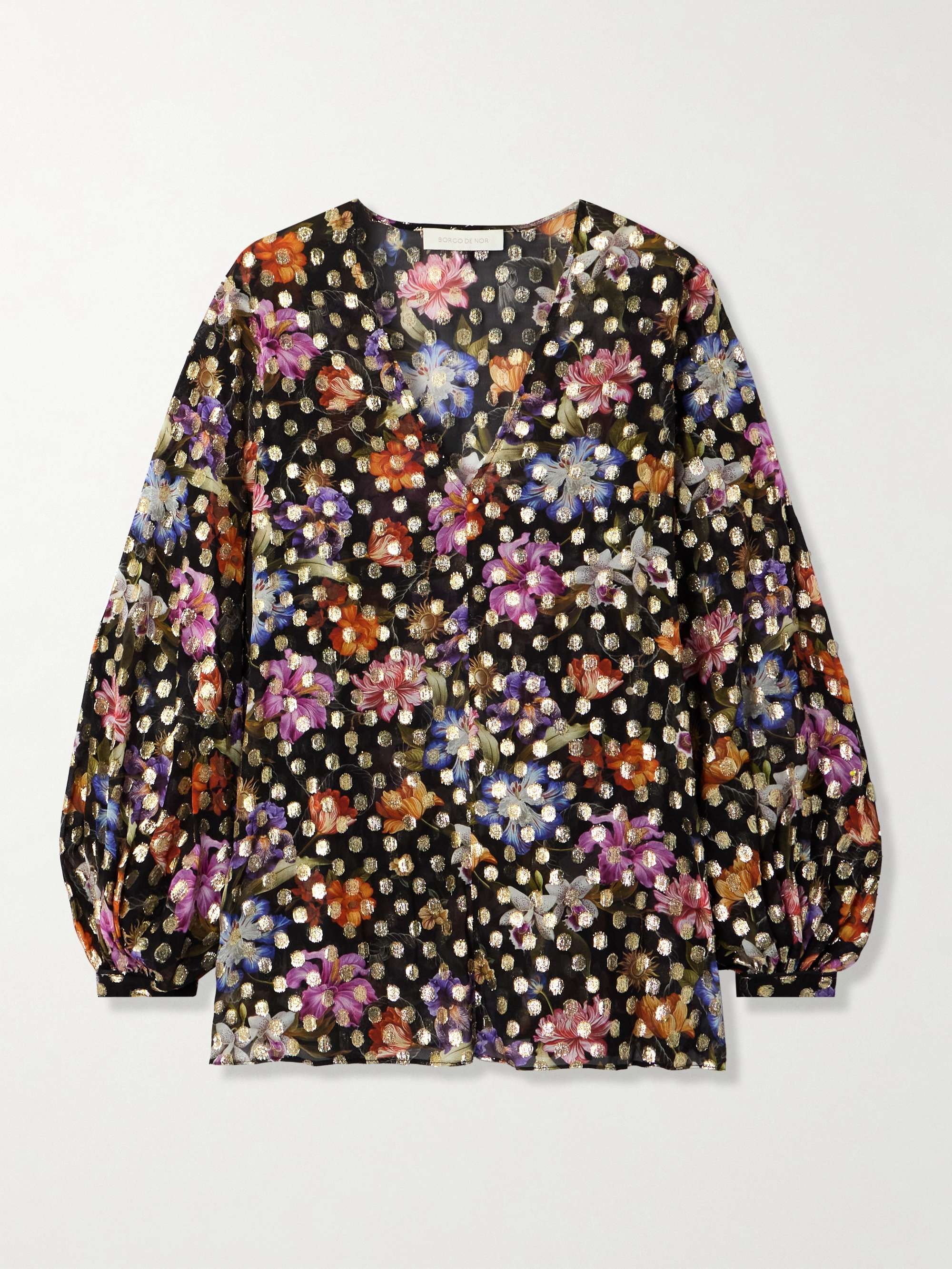 Stellan floral-print metallic fil coupé chiffon blouse view