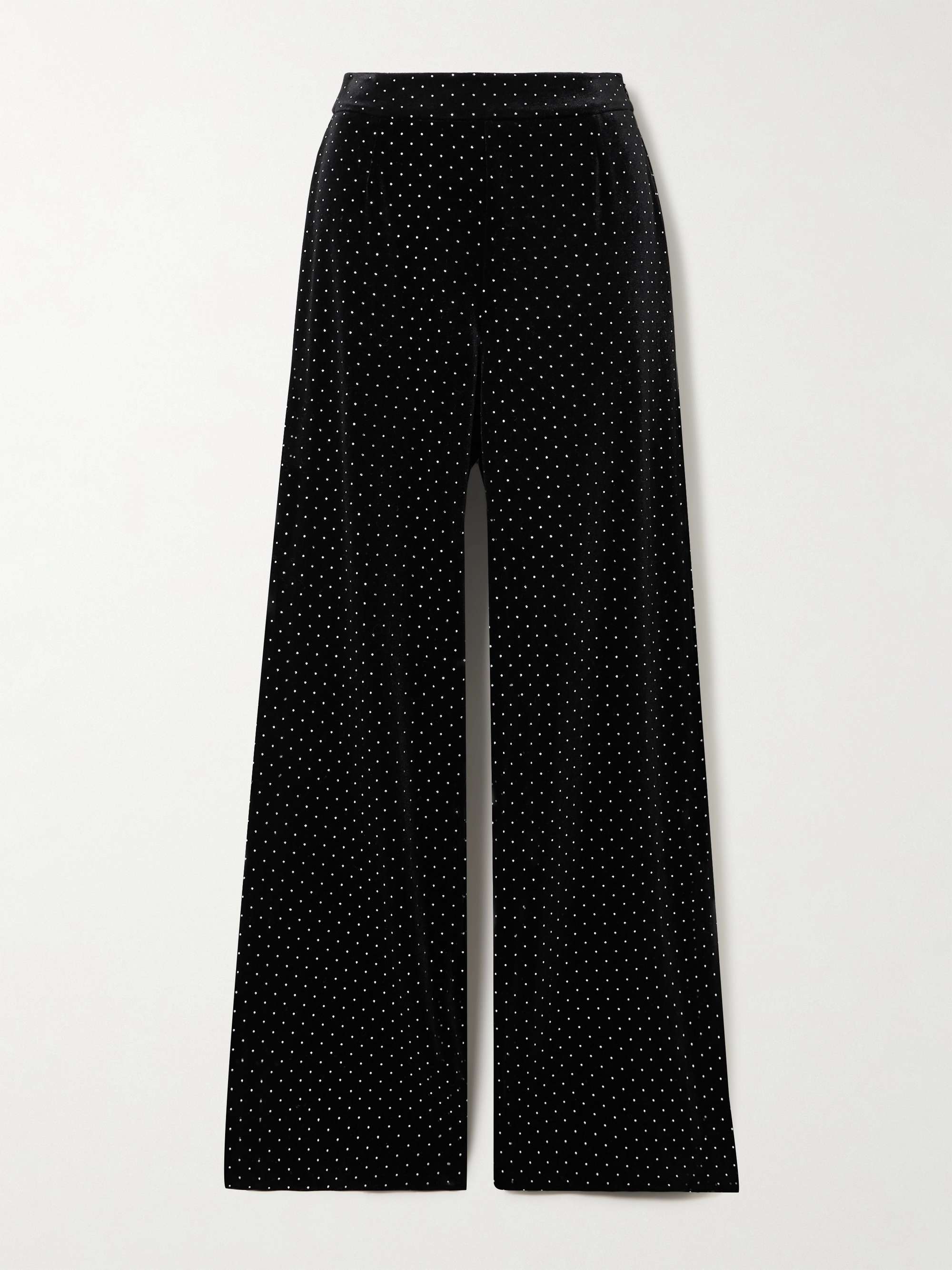 Henley crystal-embellished velvet wide-leg pants view