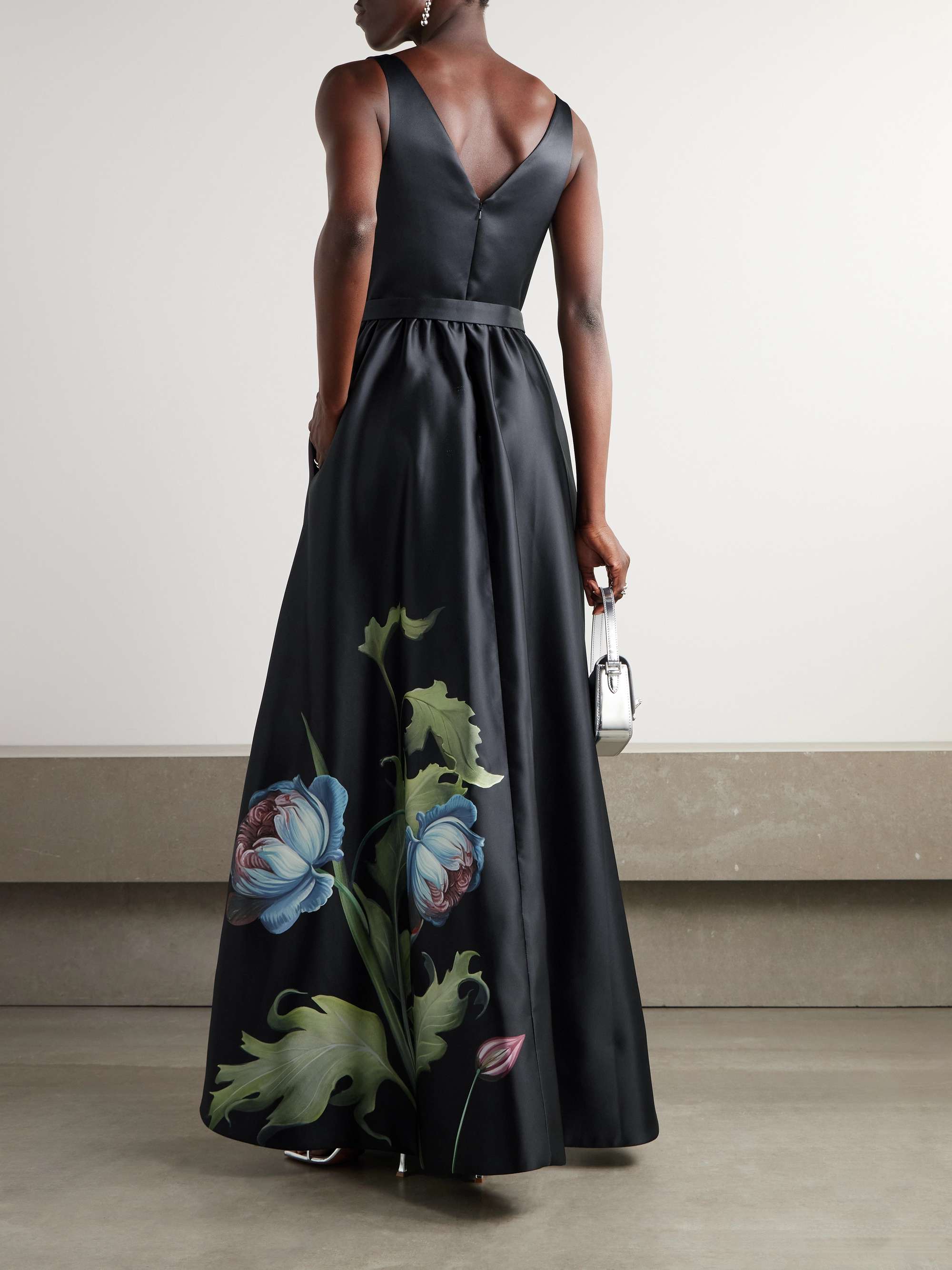 Arabella belted floral-print taffeta gown view