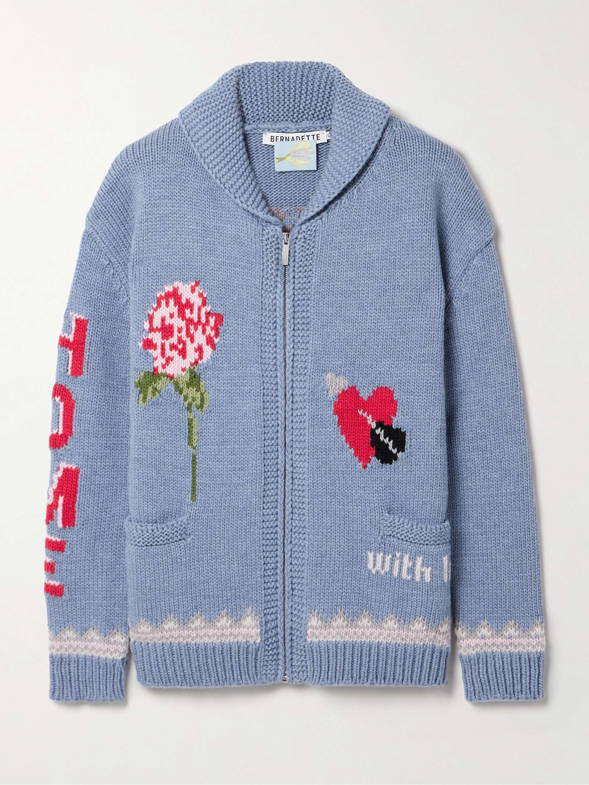 Maurice intarsia merino wool cardigan view