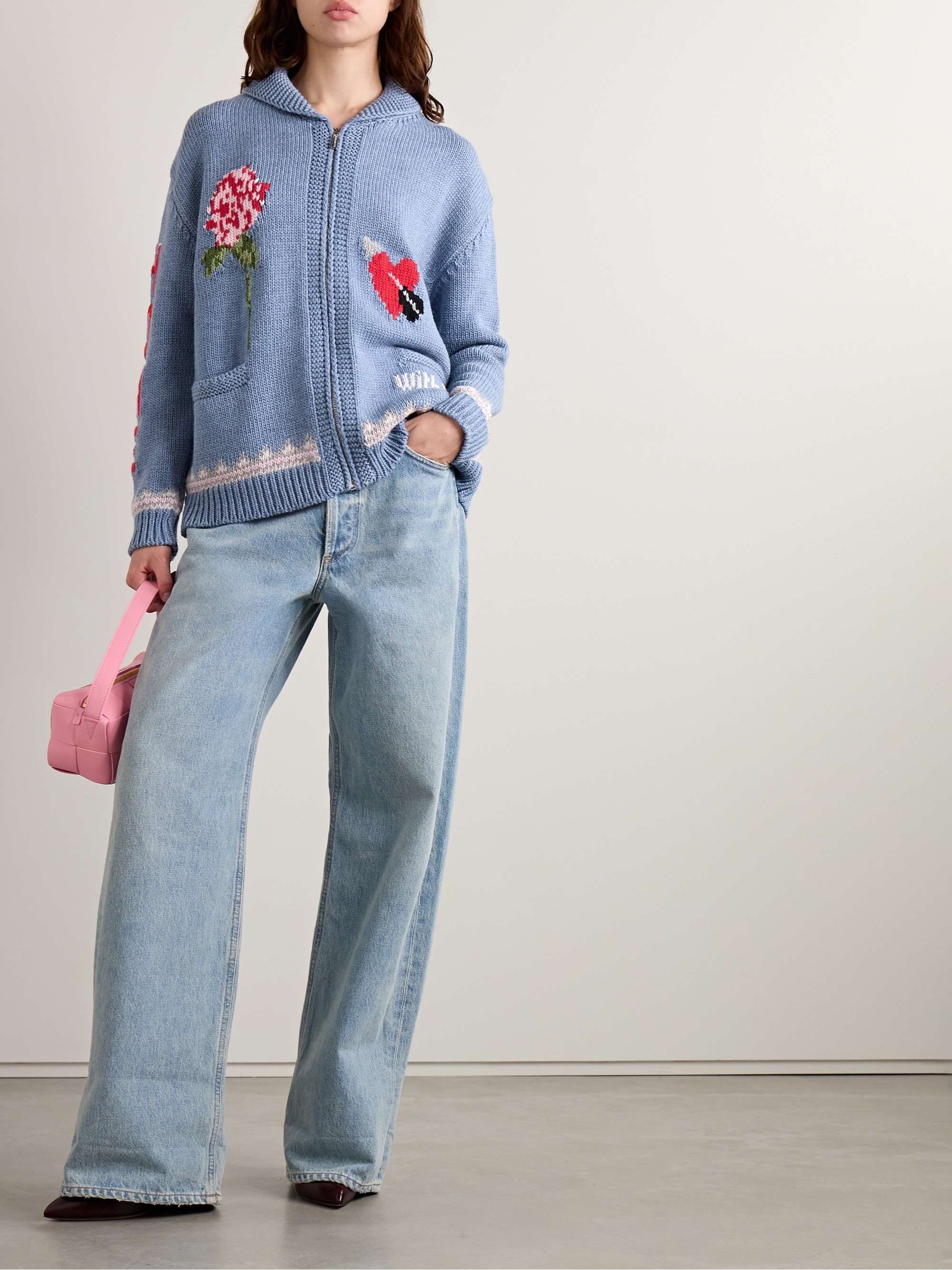 Maurice intarsia merino wool cardigan view