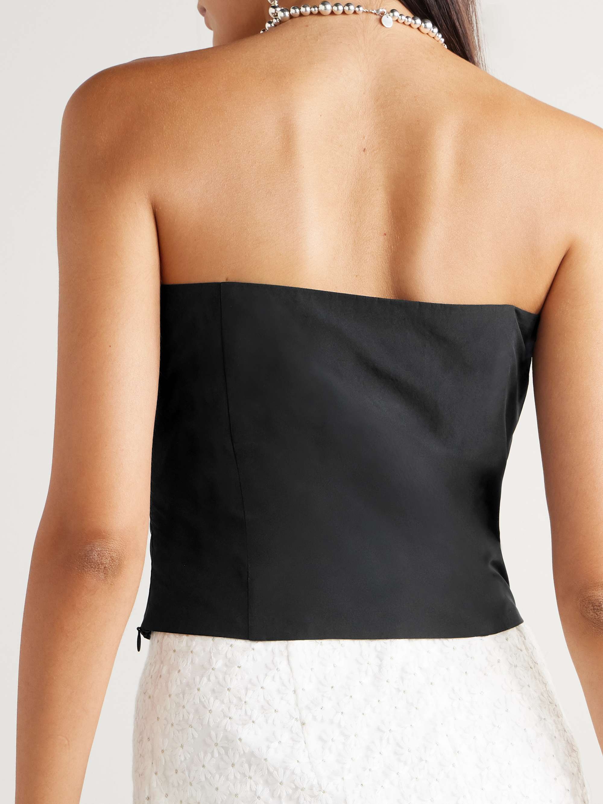 Lena cropped appliquéd taffeta bustier top view