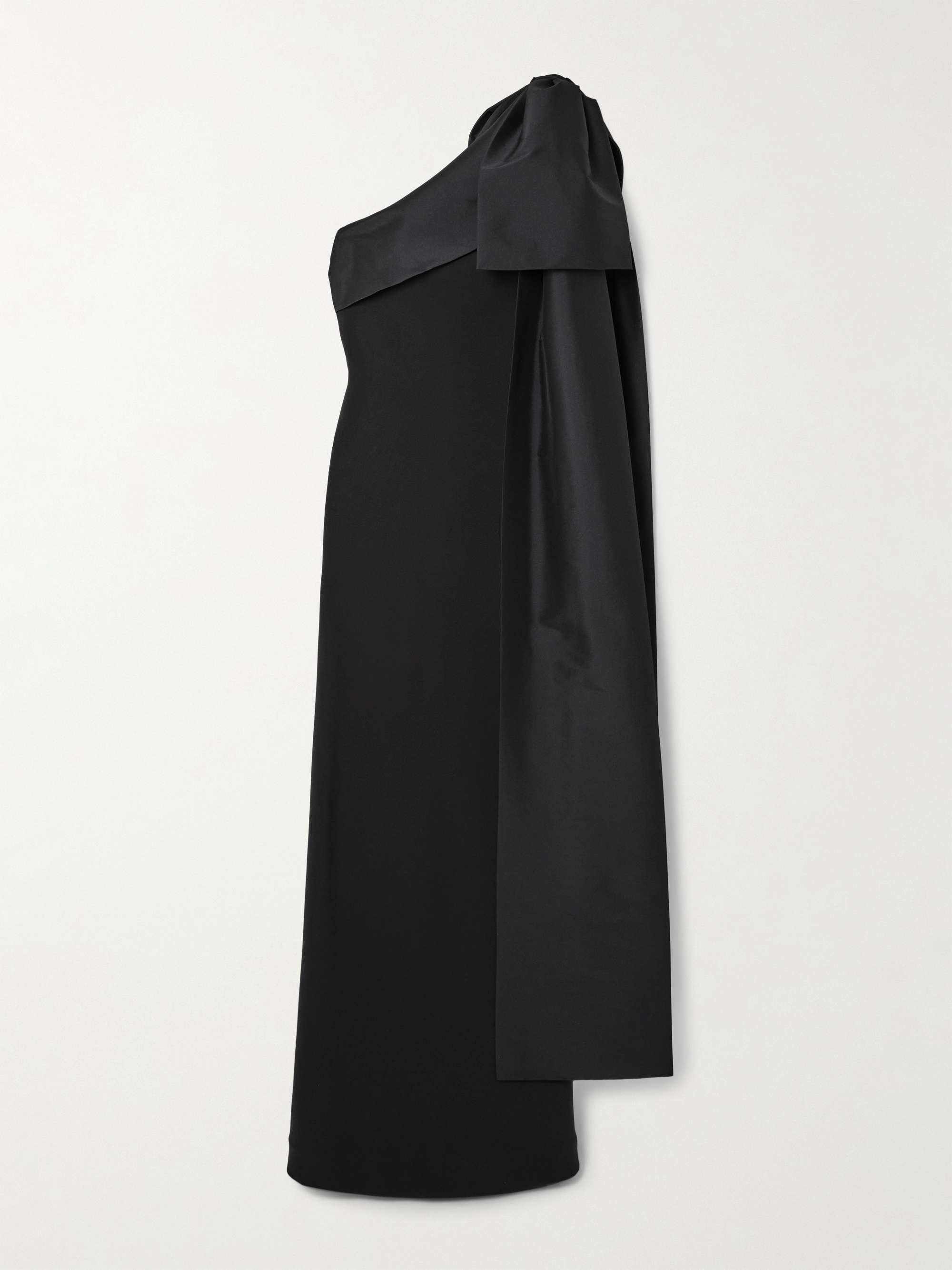 Adrian one-shoulder bow-detailed crepe and taffeta gown view