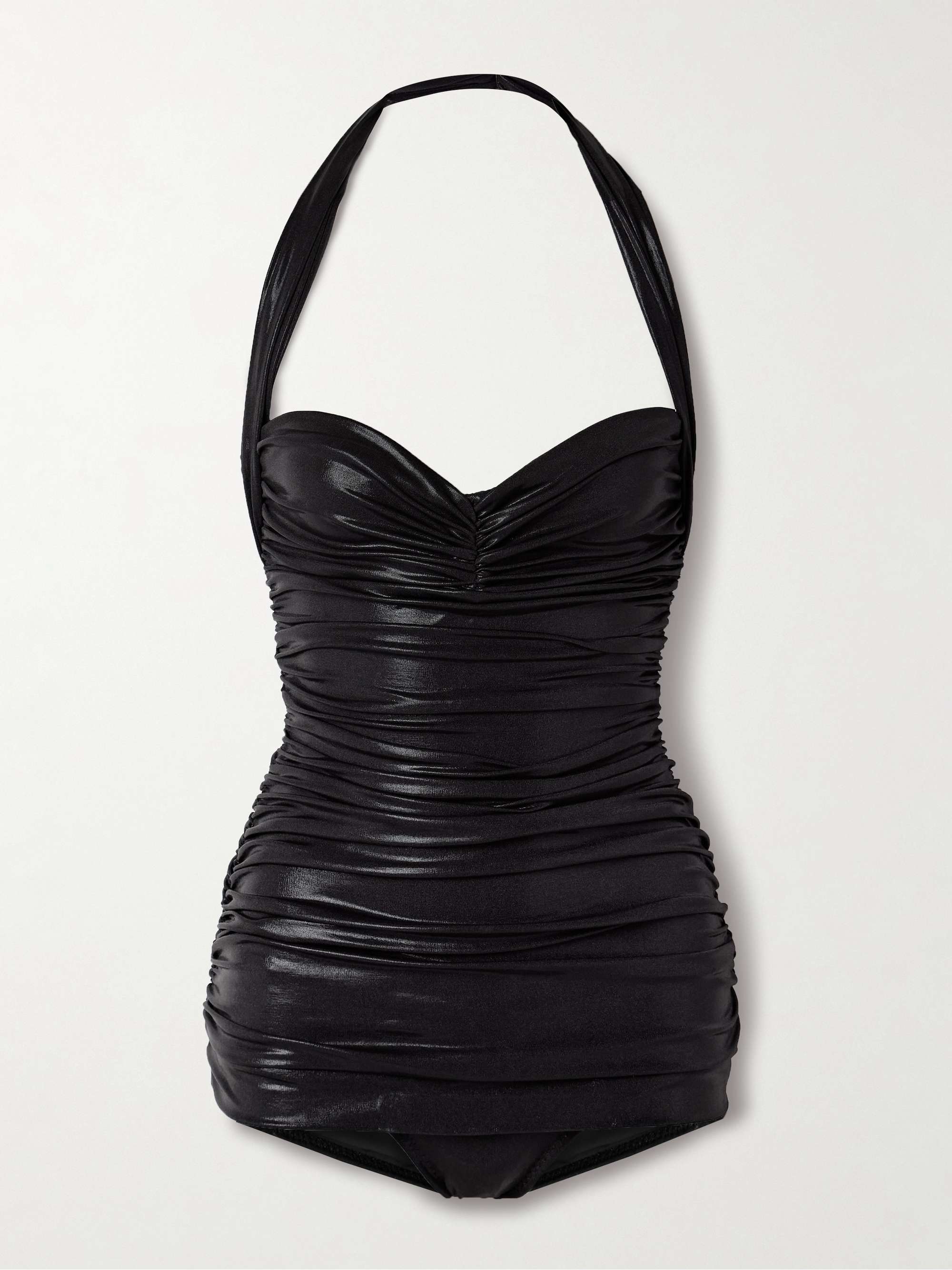 Bill Mio ruched metallic halterneck swimsuit view