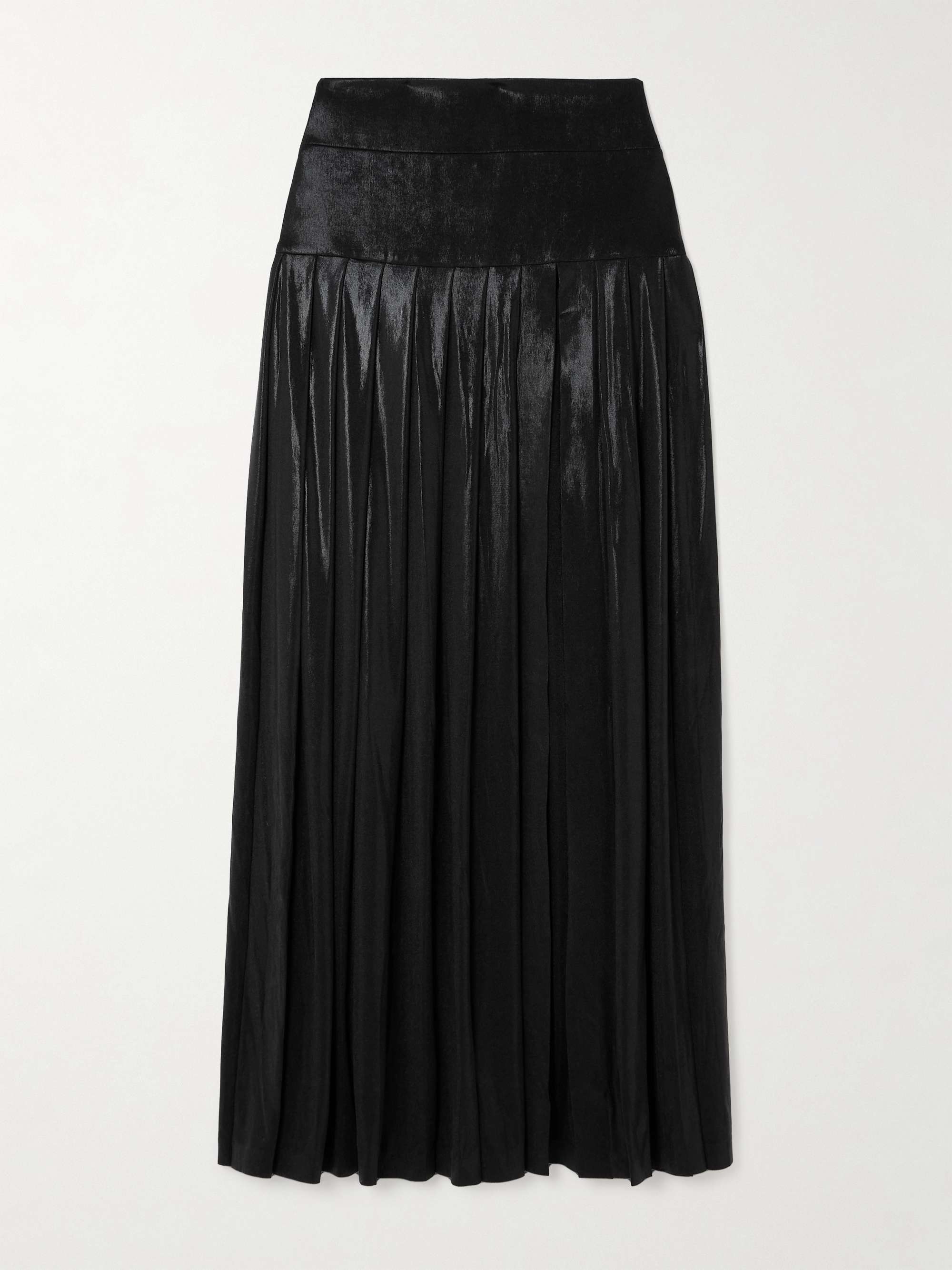 Pleated stretch-lamé maxi skirt view