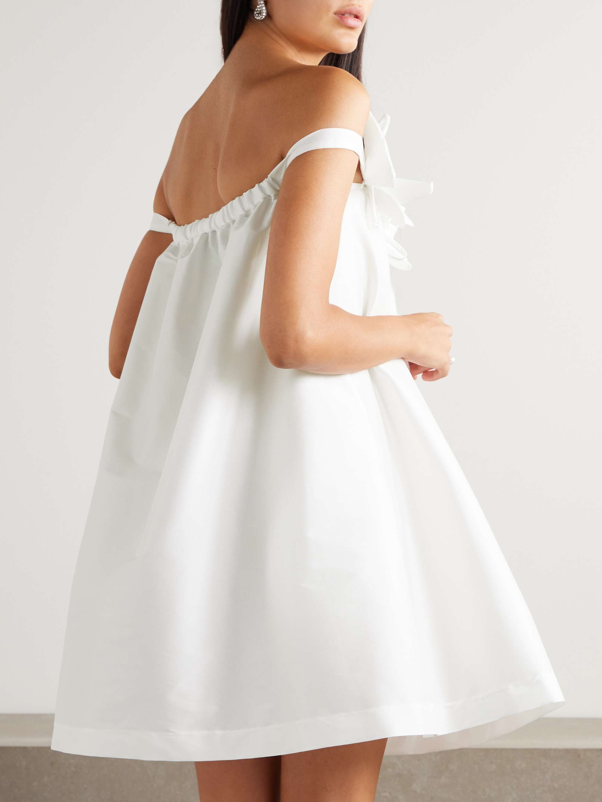 Off-the-shoulder appliquéd taffeta mini dress view