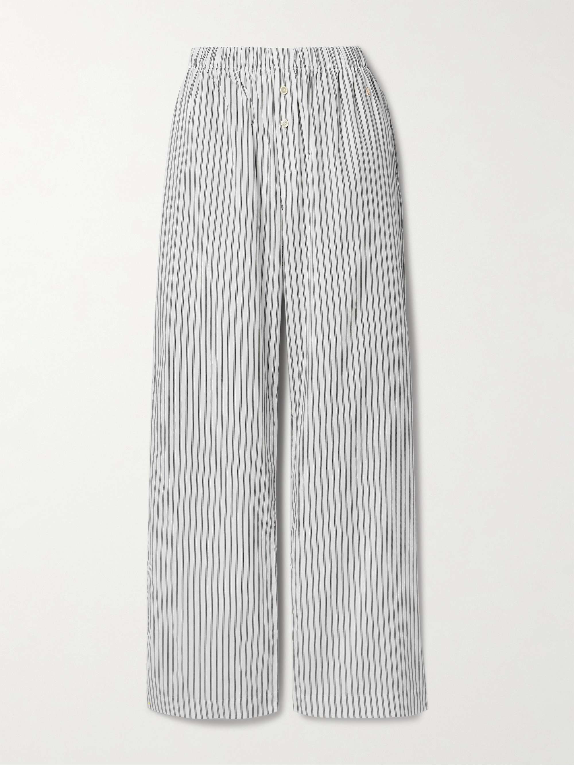 Striped cotton-poplin wide-leg pants view