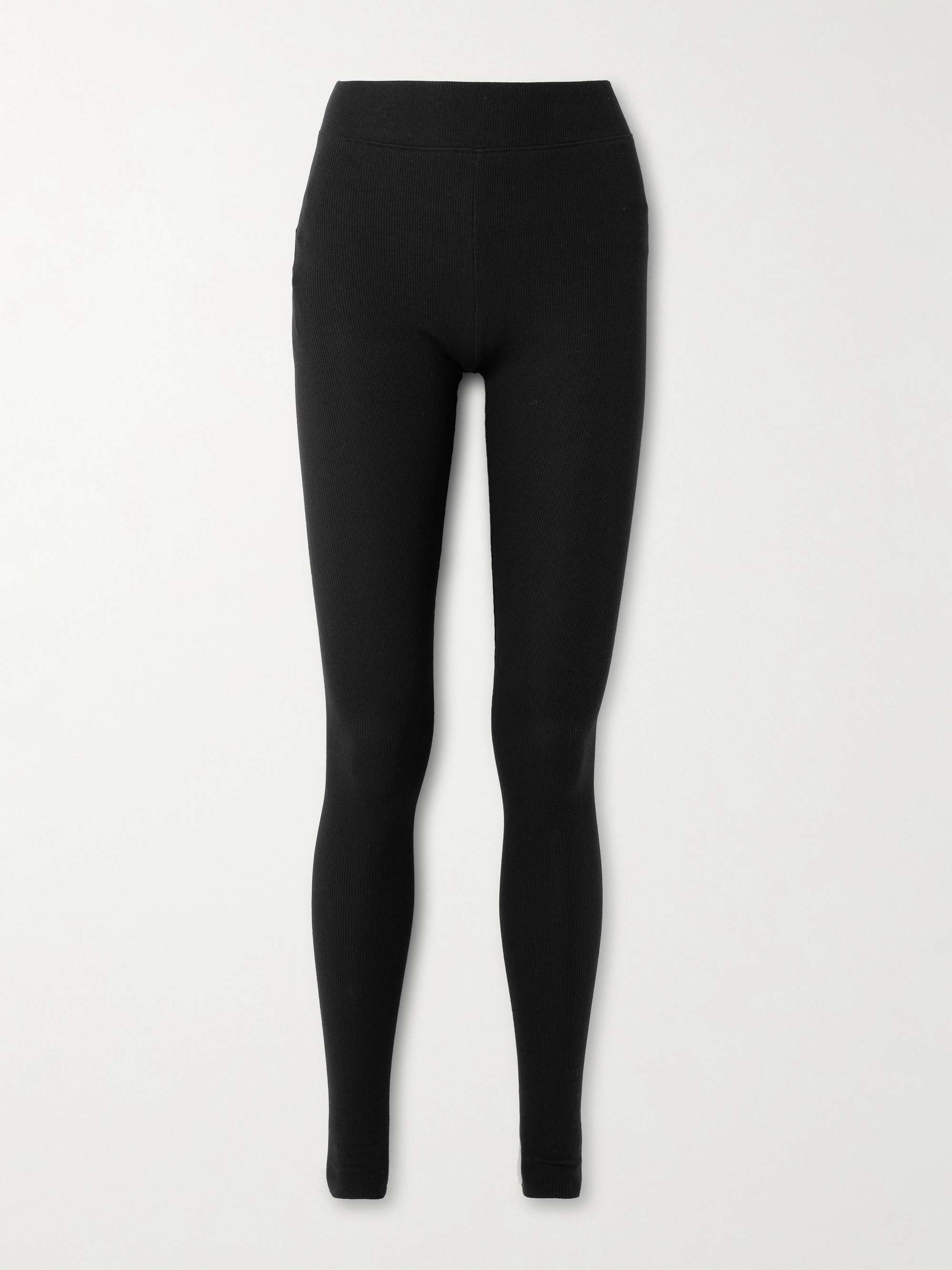 Ribbed stretch-cotton and modal-blend jersey leggings view