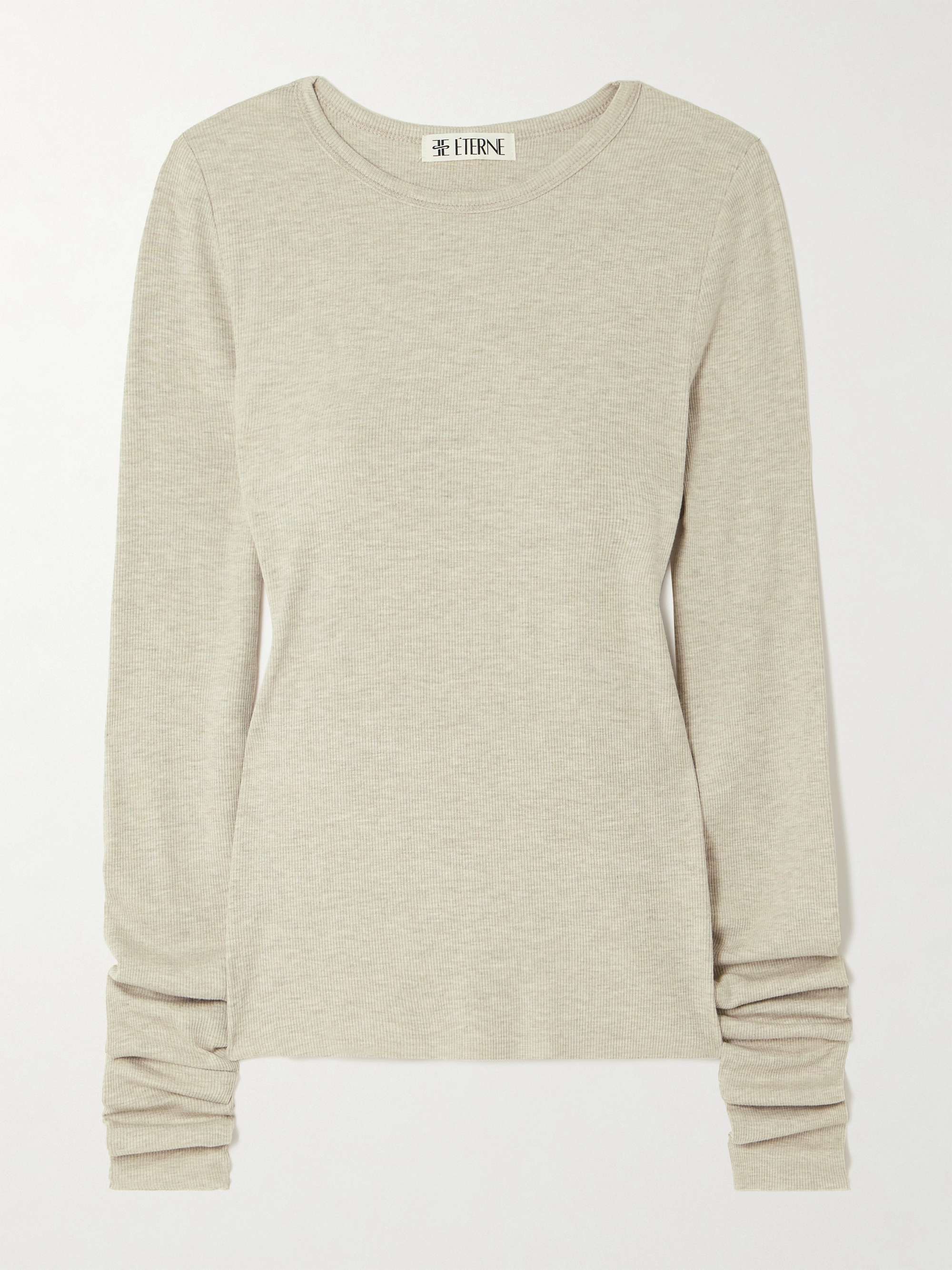 Ribbed stretch cotton and modal-blend top view