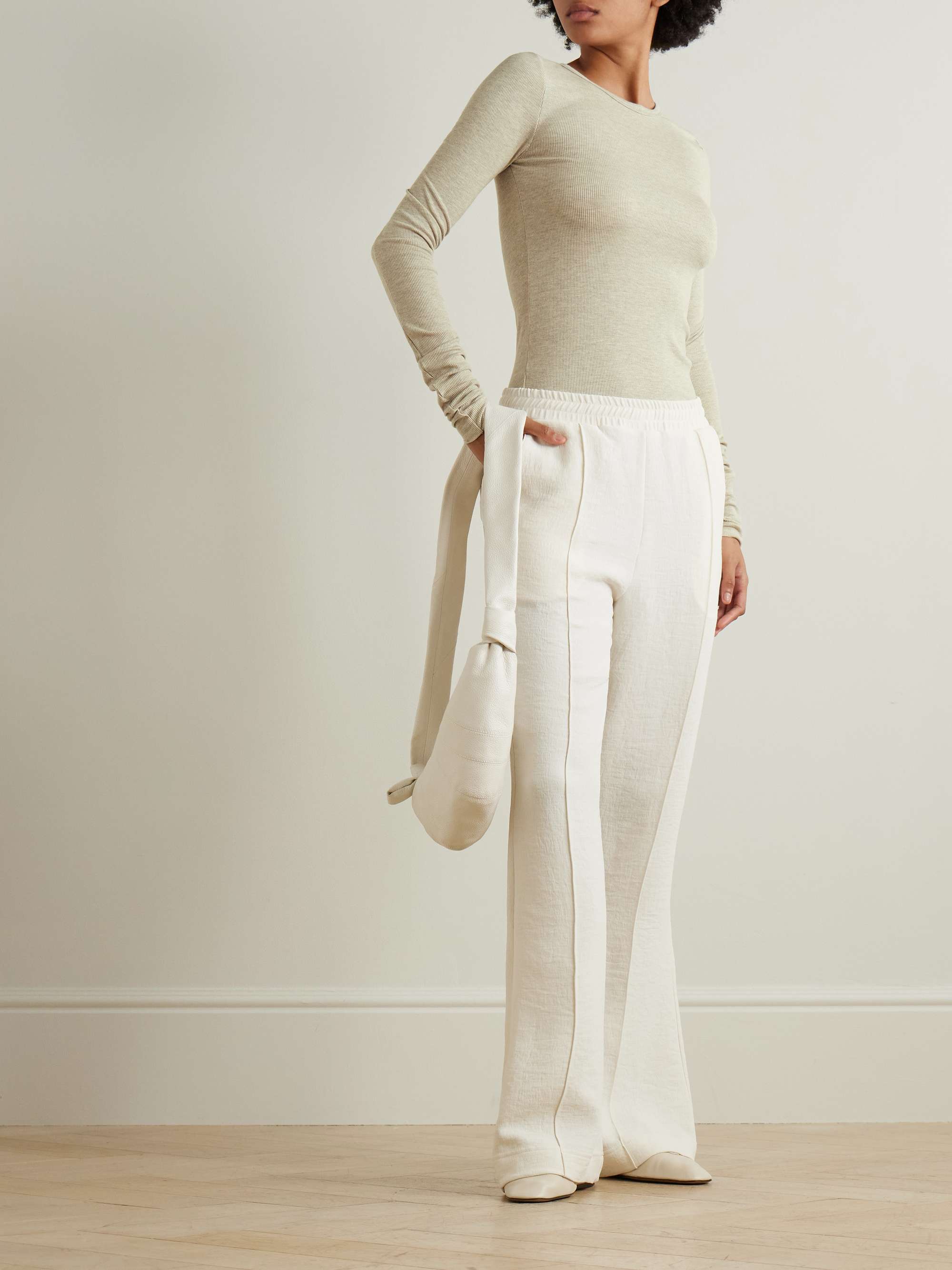 Ribbed stretch cotton and modal-blend top view
