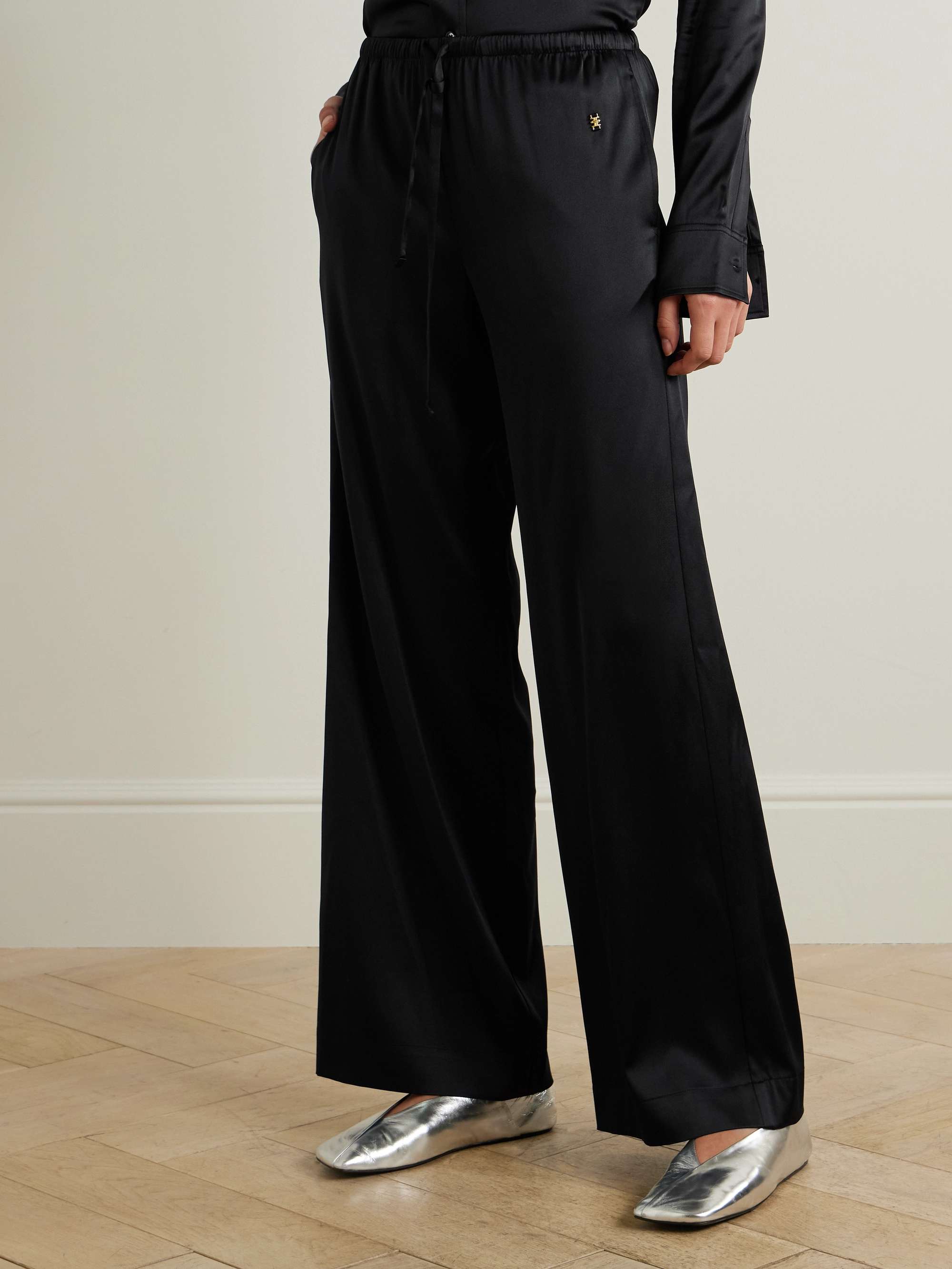 Brody silk-satin wide-leg pants view