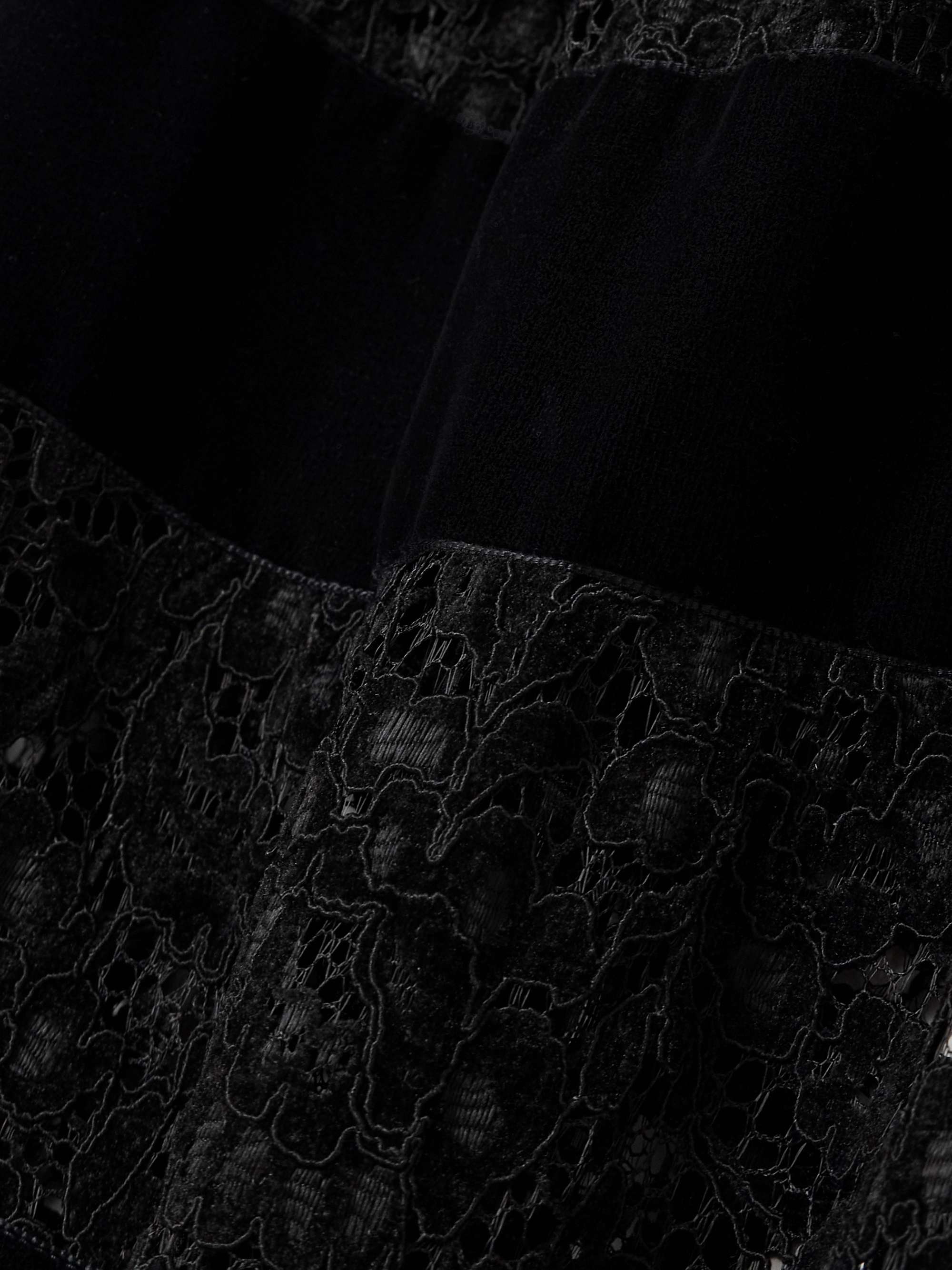 Edmee scalloped velvet-trimmed corded lace maxi skirt view