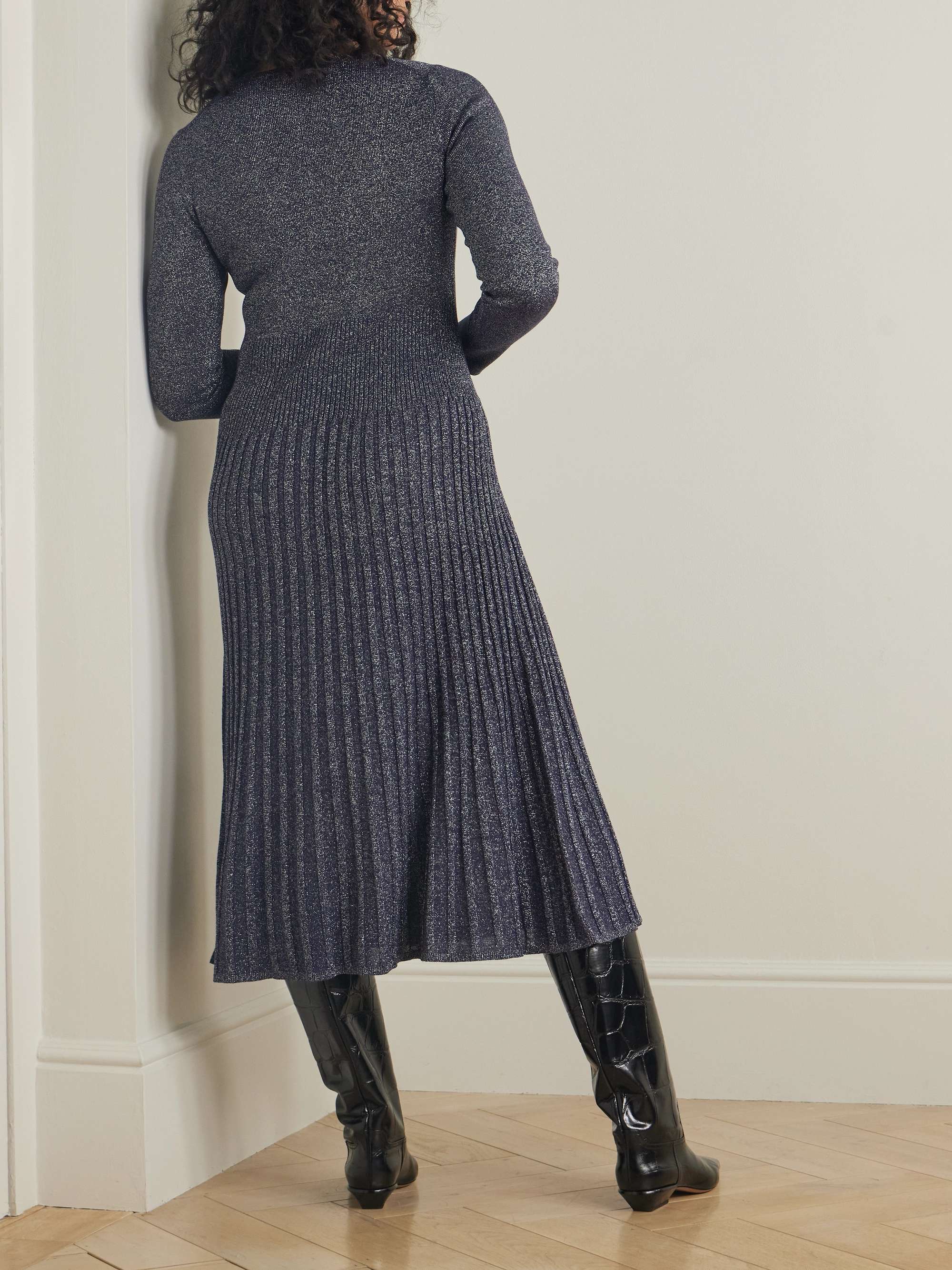 Ribbed lurex midi dress view