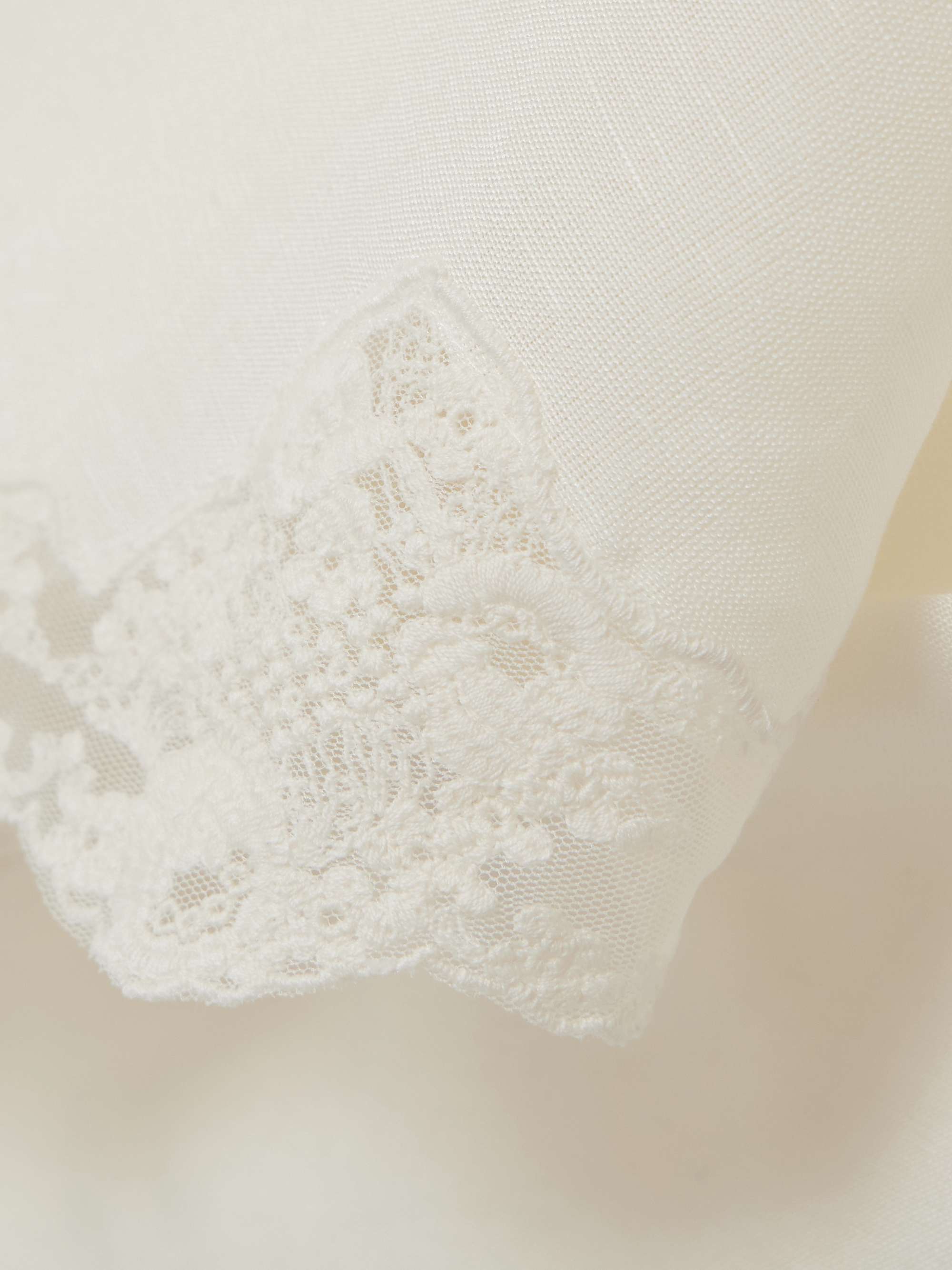 Crystal lace-trimmed linen-blend midi skirt view