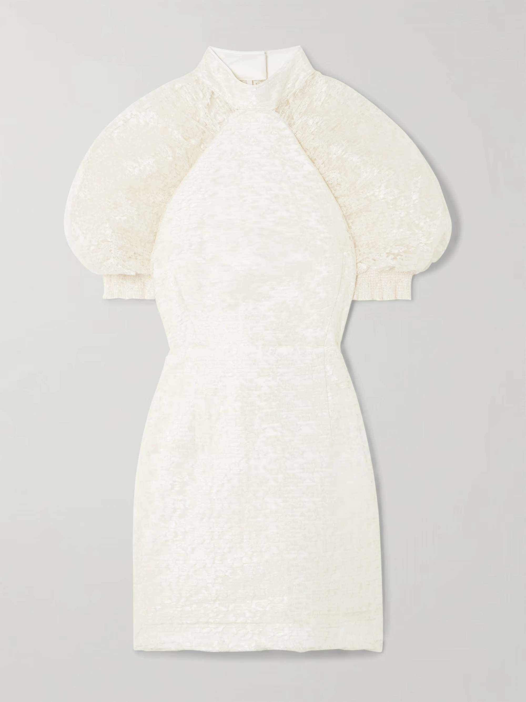 Recycled plissé-lace mini dress view