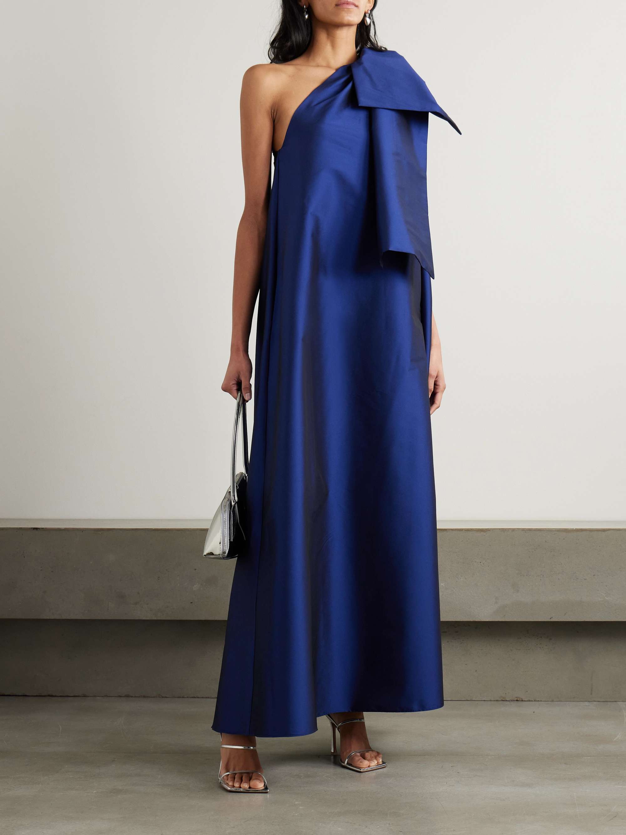 Winnie bow-detailed one-shoulder taffeta gown view