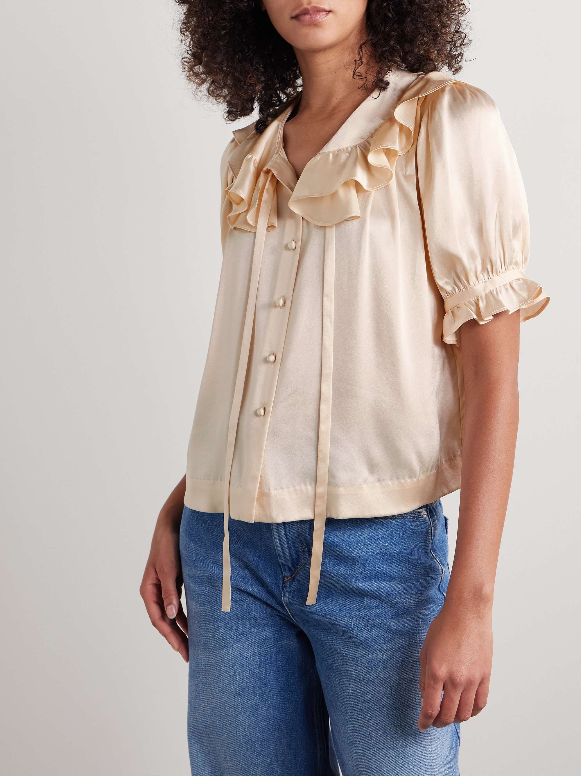 Kelela ruffled silk-charmeuse blouse view