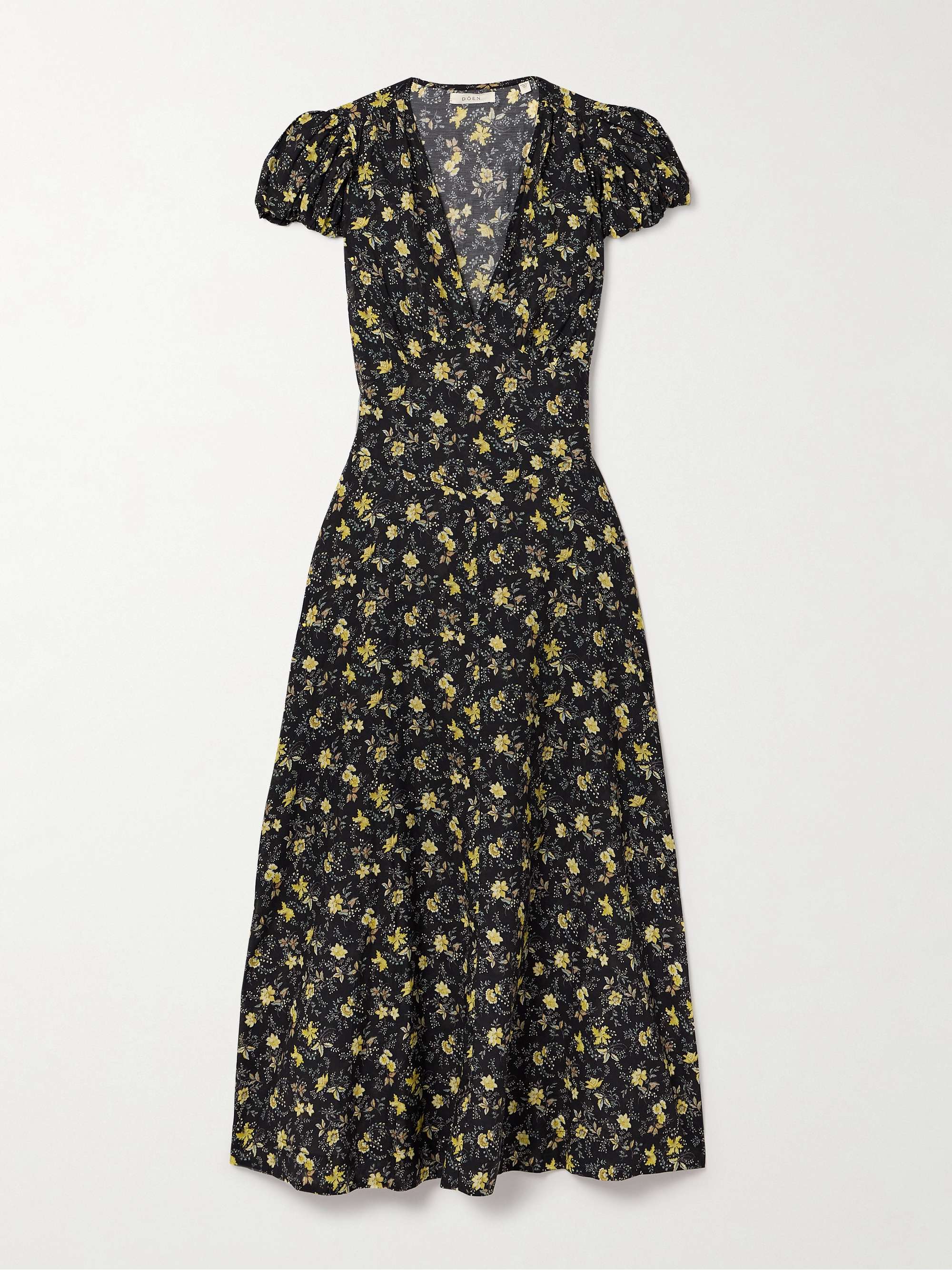 Rosalinda floral-print organic cotton-blend voile midi dress view