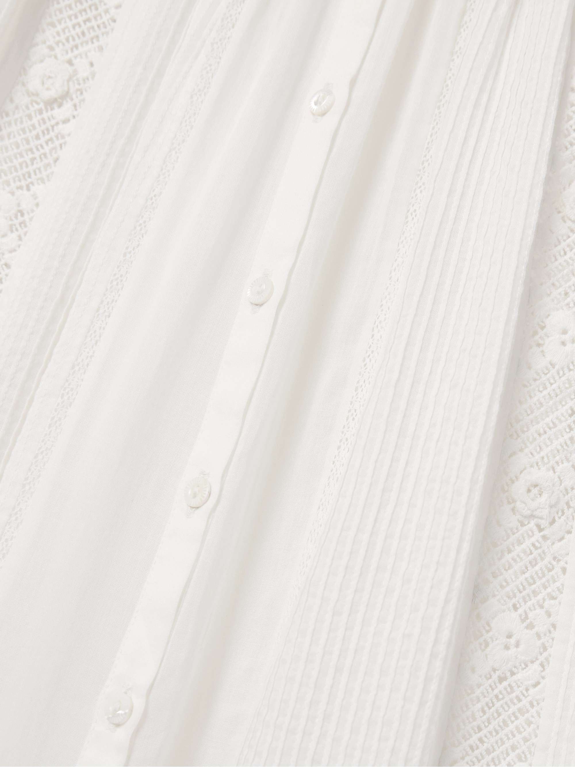 Phoebe lace-trimmed pintucked organic cotton-voile midi shirt dress view