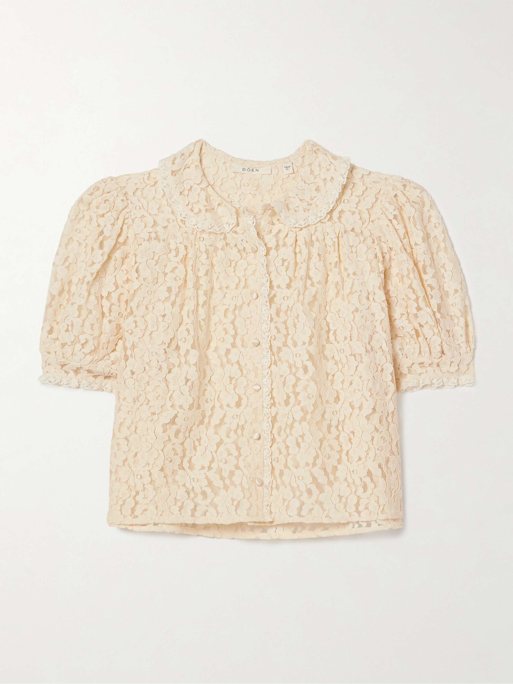 Lenore crochet-trimmed corded lace top view