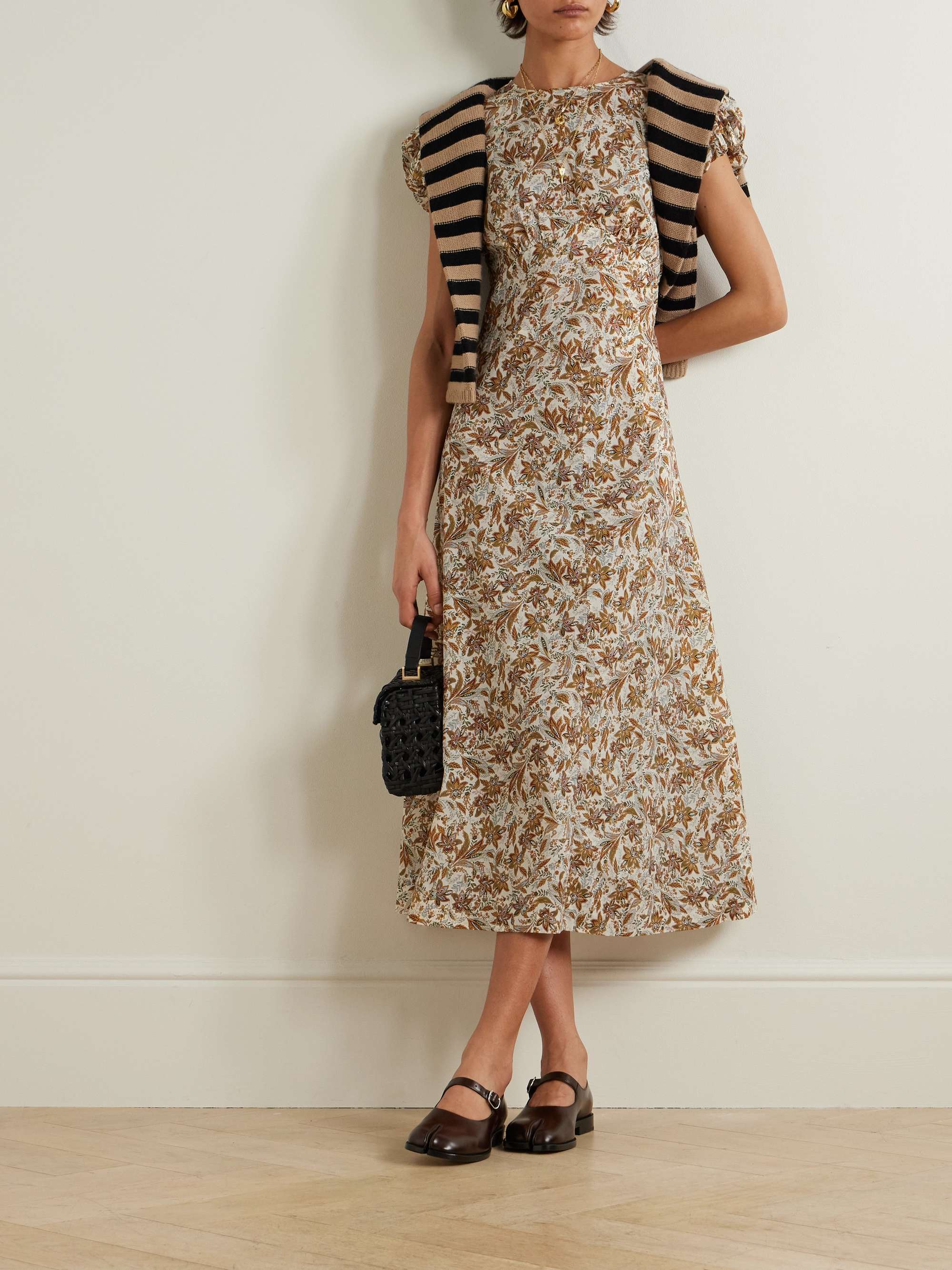 Rhodia floral-print organic cotton-voile midi dress view