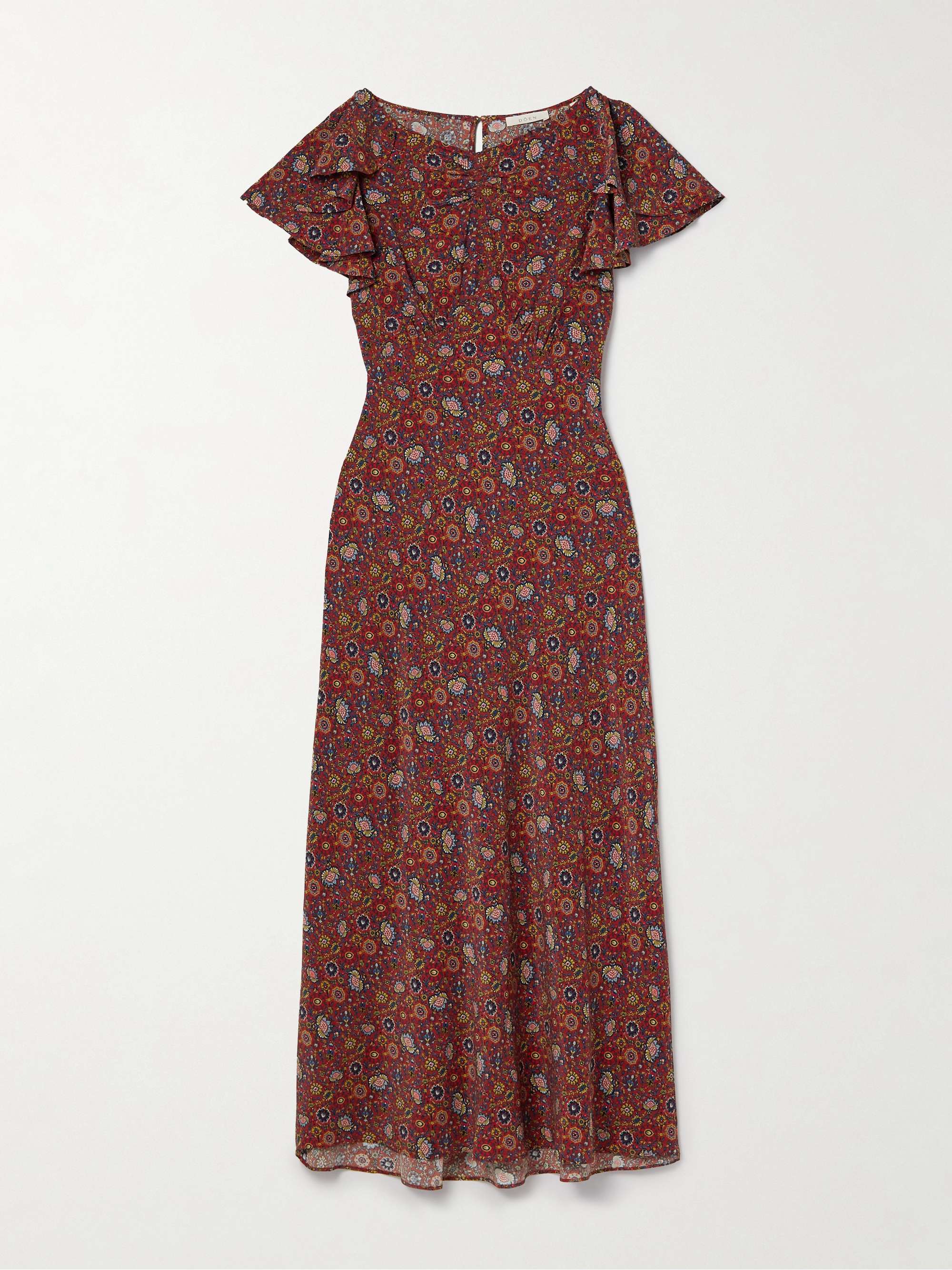 Beatriz ruffled printed silk crepe de chine midi dress view