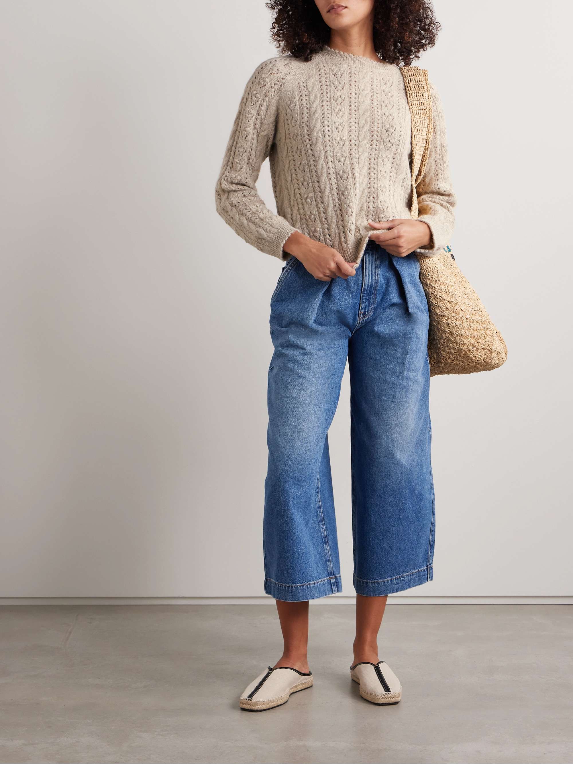 Langley cable and pointelle-knit alpaca-blend sweater view