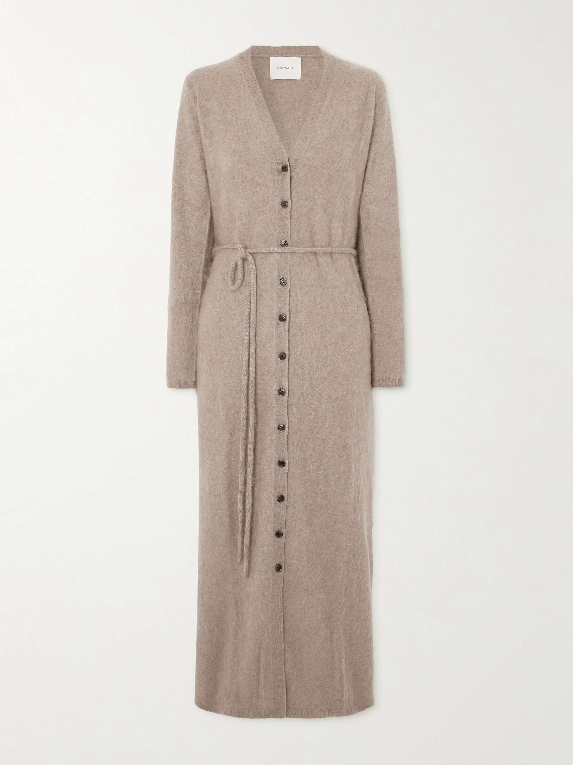 Carlie belted brushed organic cashmere cardigan view
