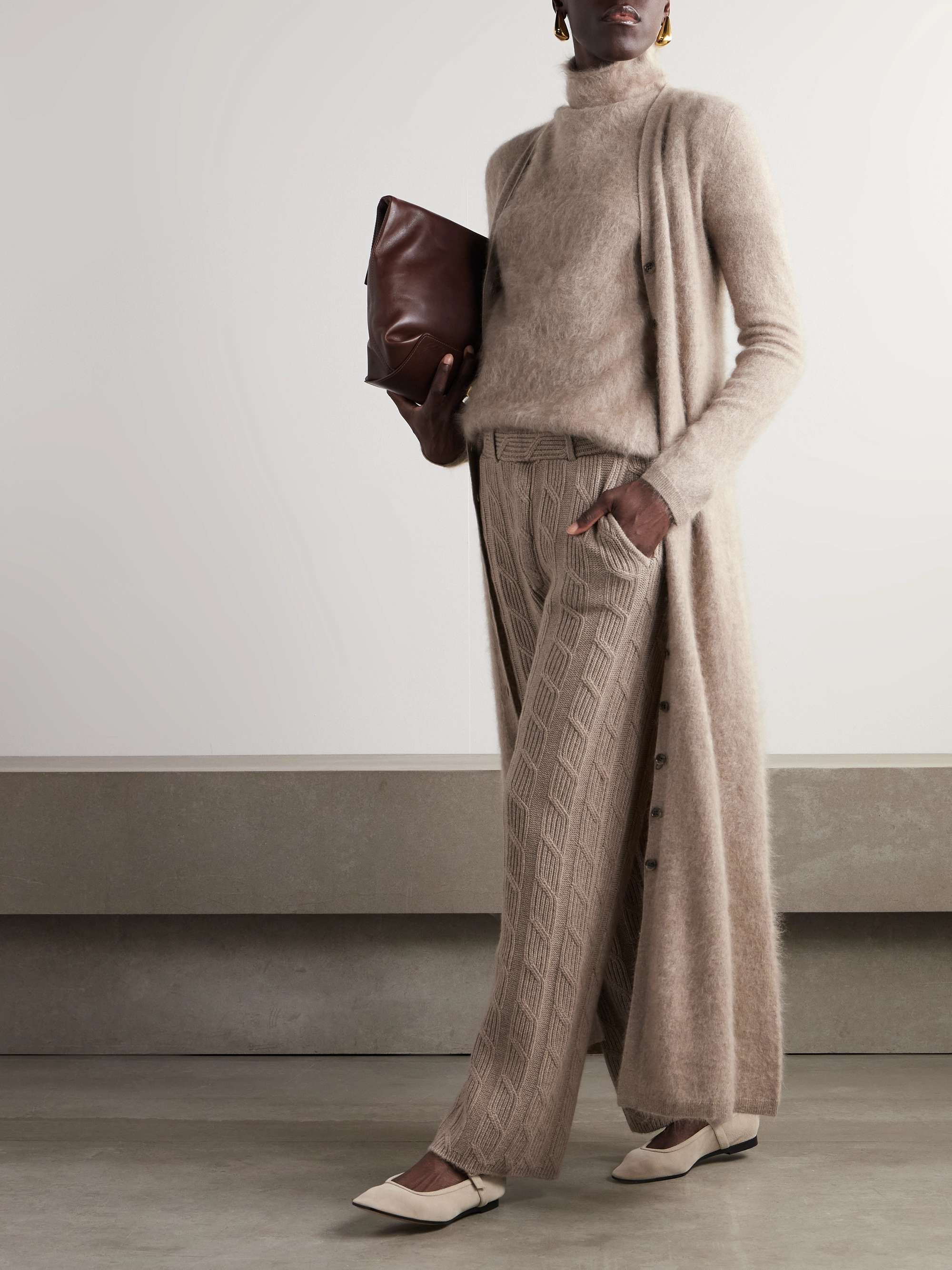 Carlie belted brushed organic cashmere cardigan view