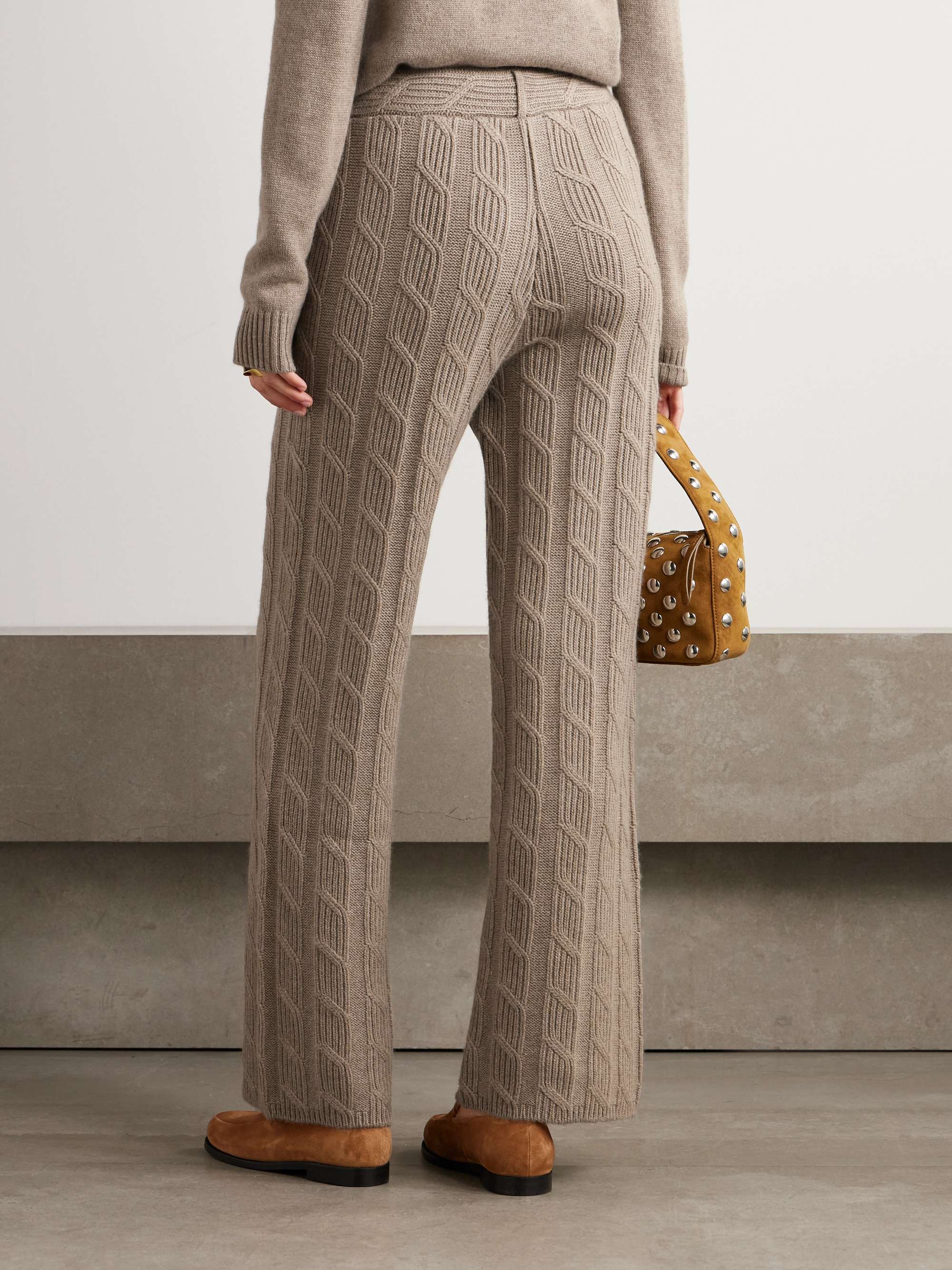 Ebba cable-knit cashmere wide-leg pants view