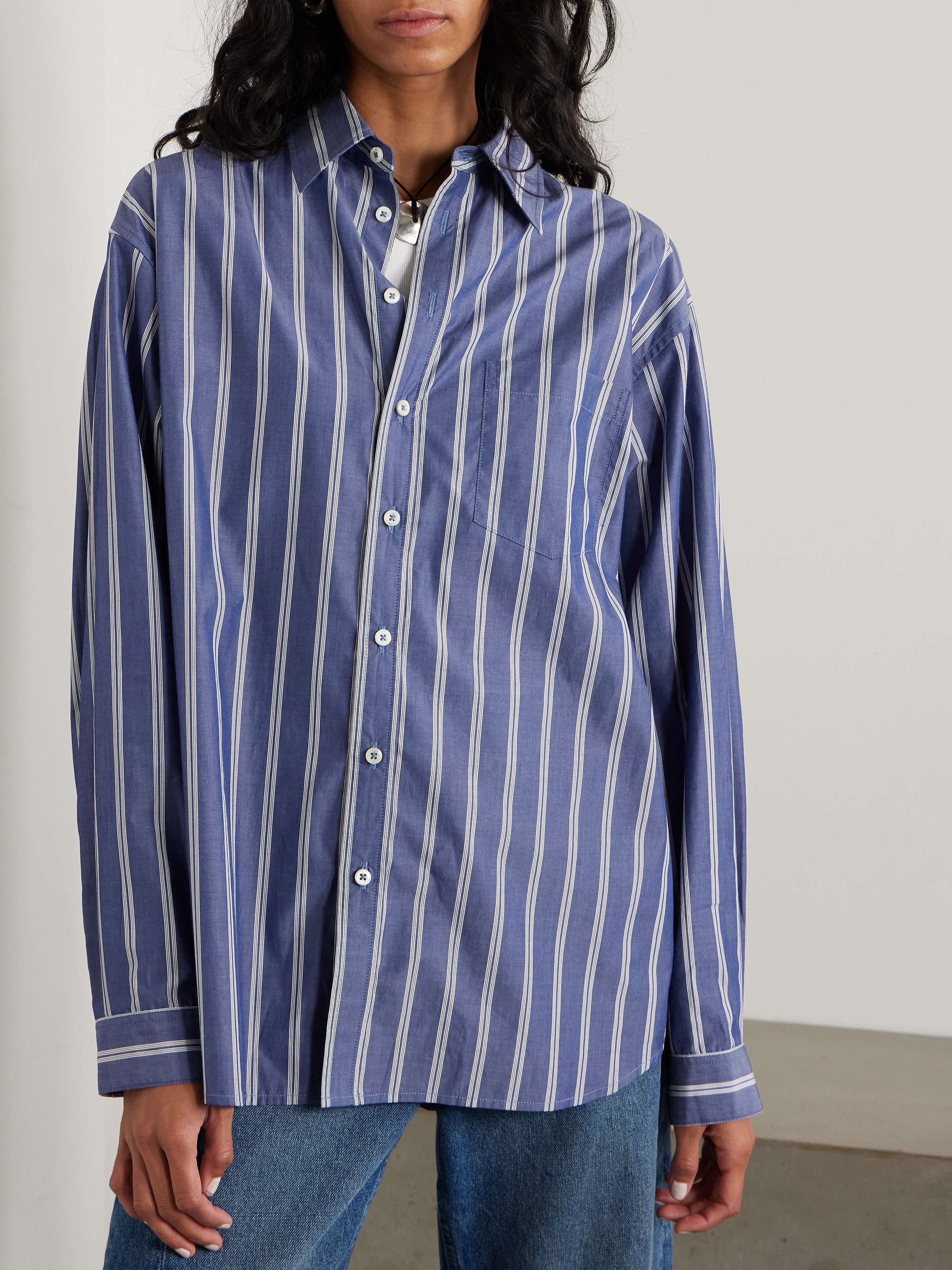 Nolan striped cotton-poplin shirt view