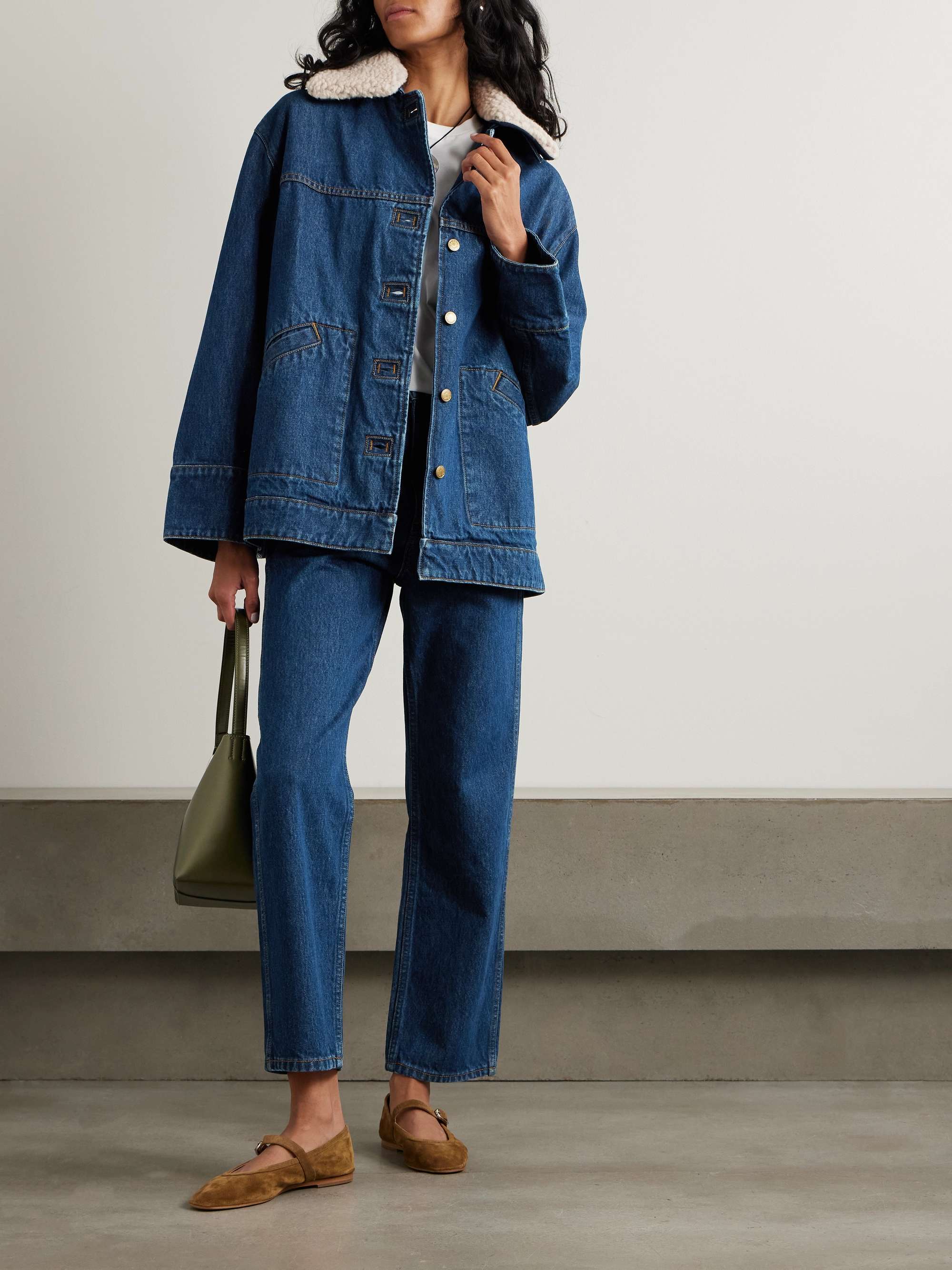 Stadium faux fur-trimmed denim jacket view