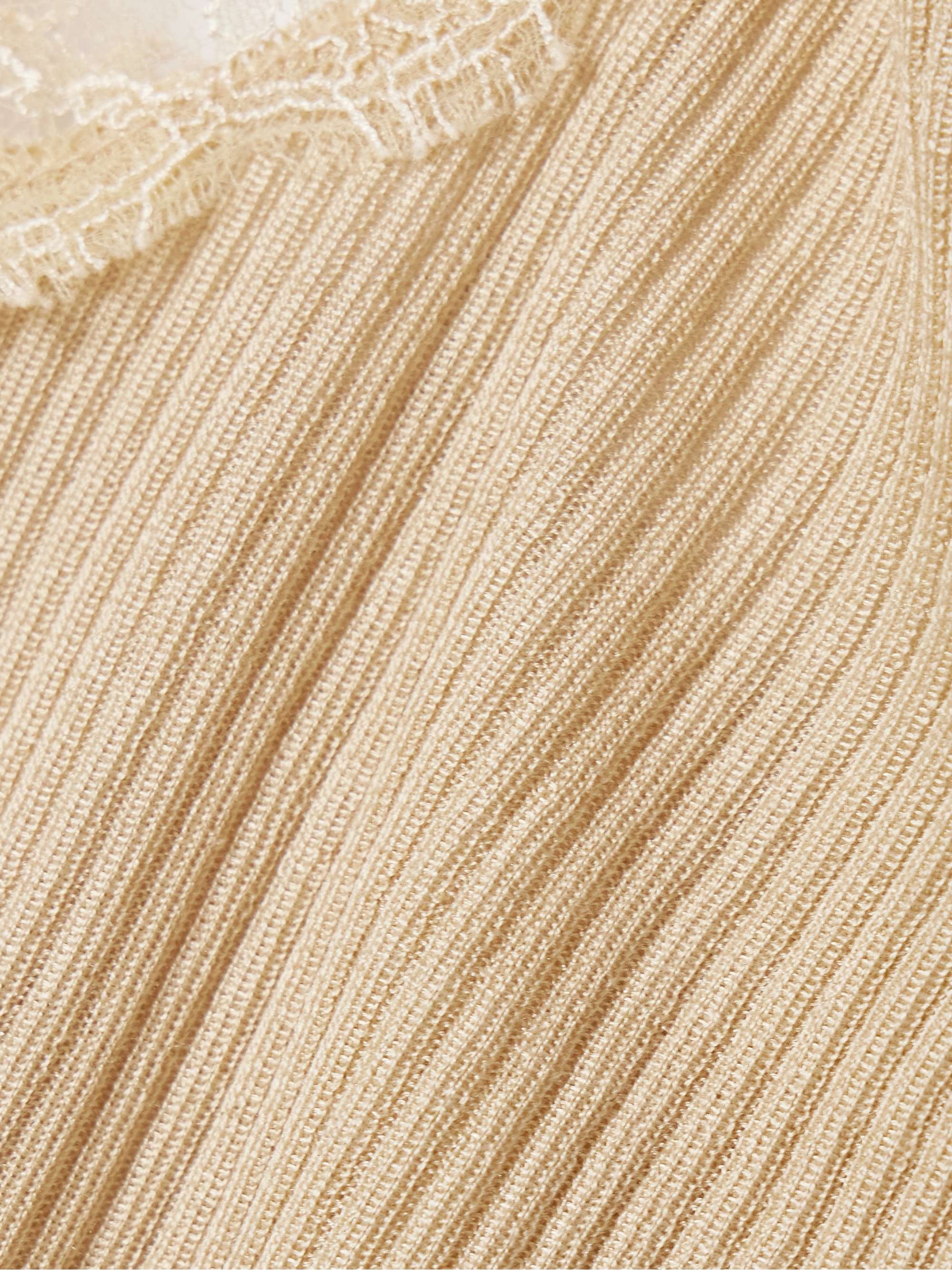 Ikee lace-trimmed ribbed silk-blend tank view