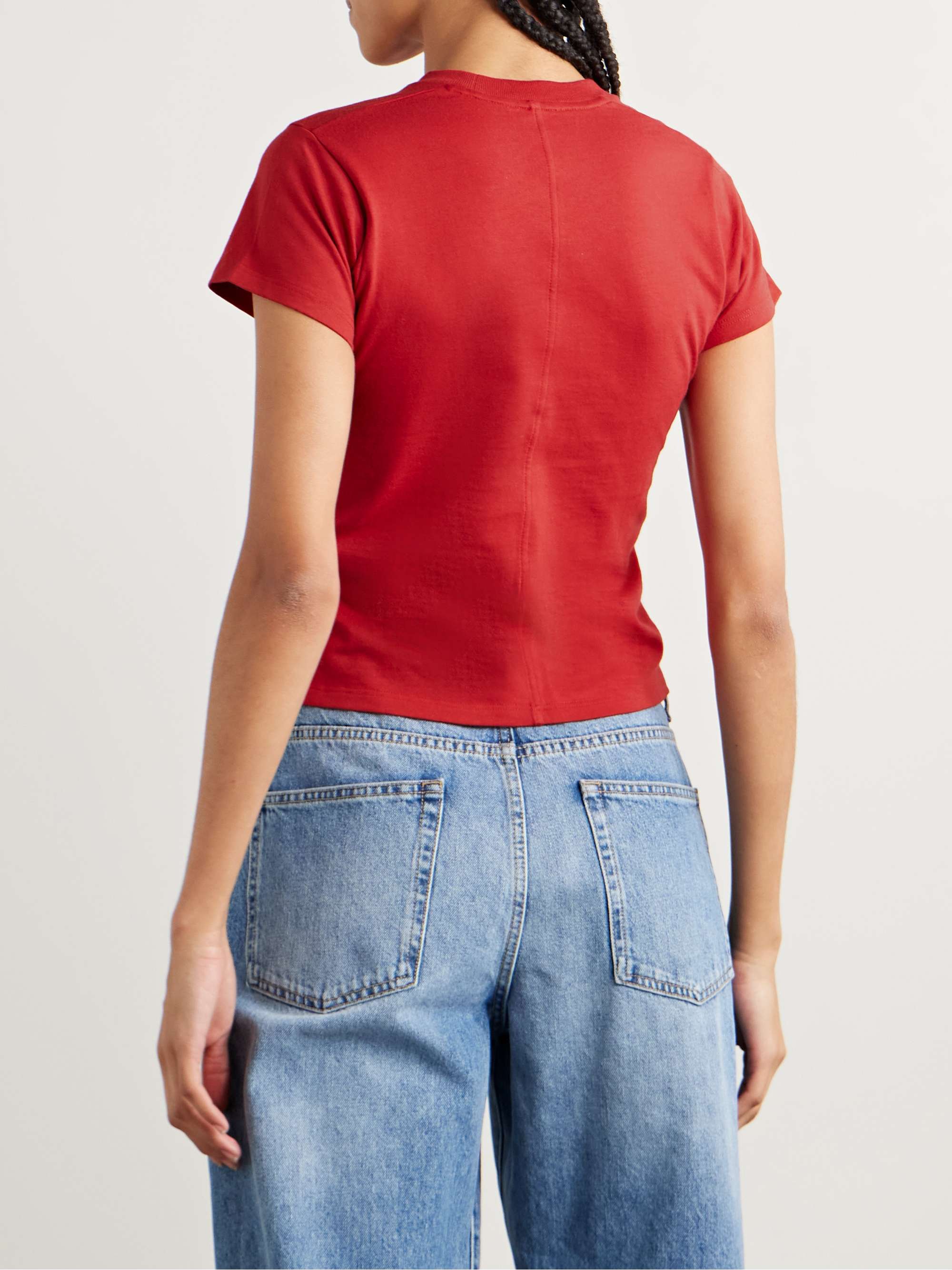 Tommy cropped cotton and silk-blend jersey T-shirt view