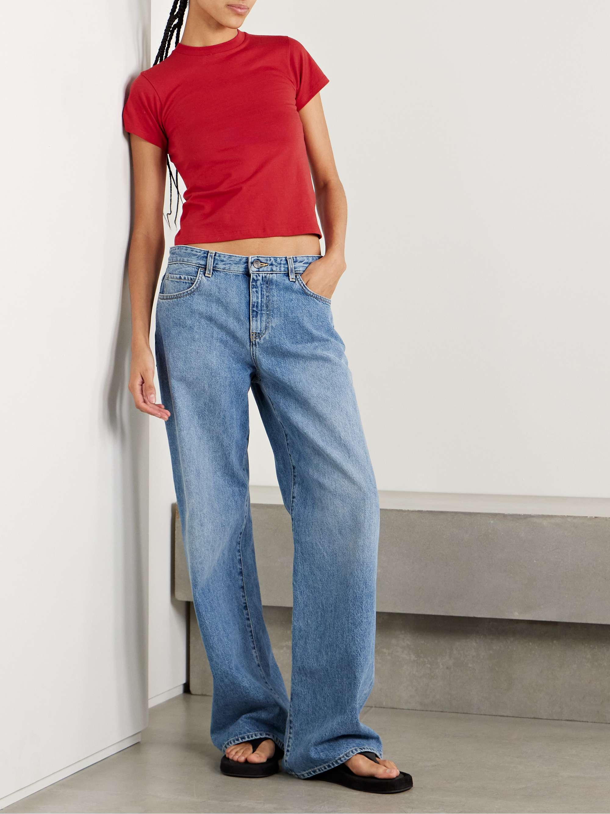 Tommy cropped cotton and silk-blend jersey T-shirt view