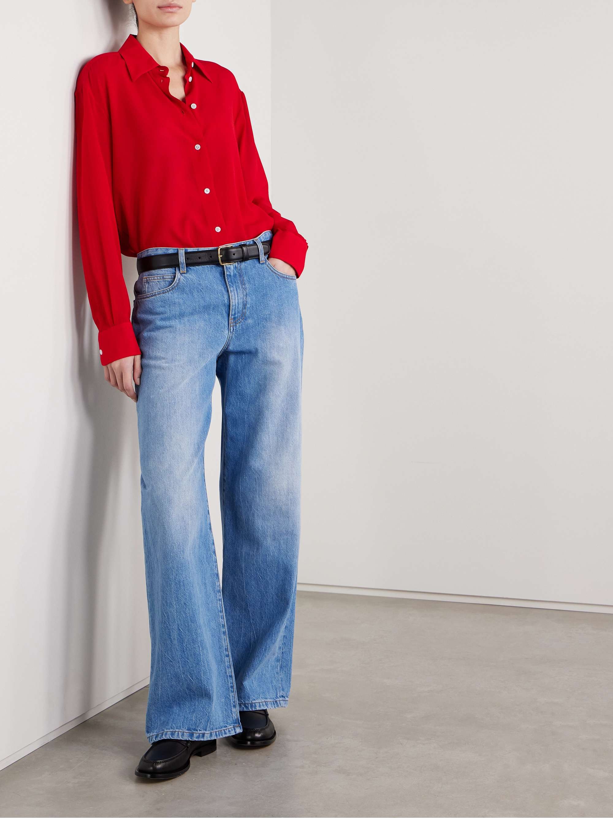 Elia brushed stretch-silk shirt view