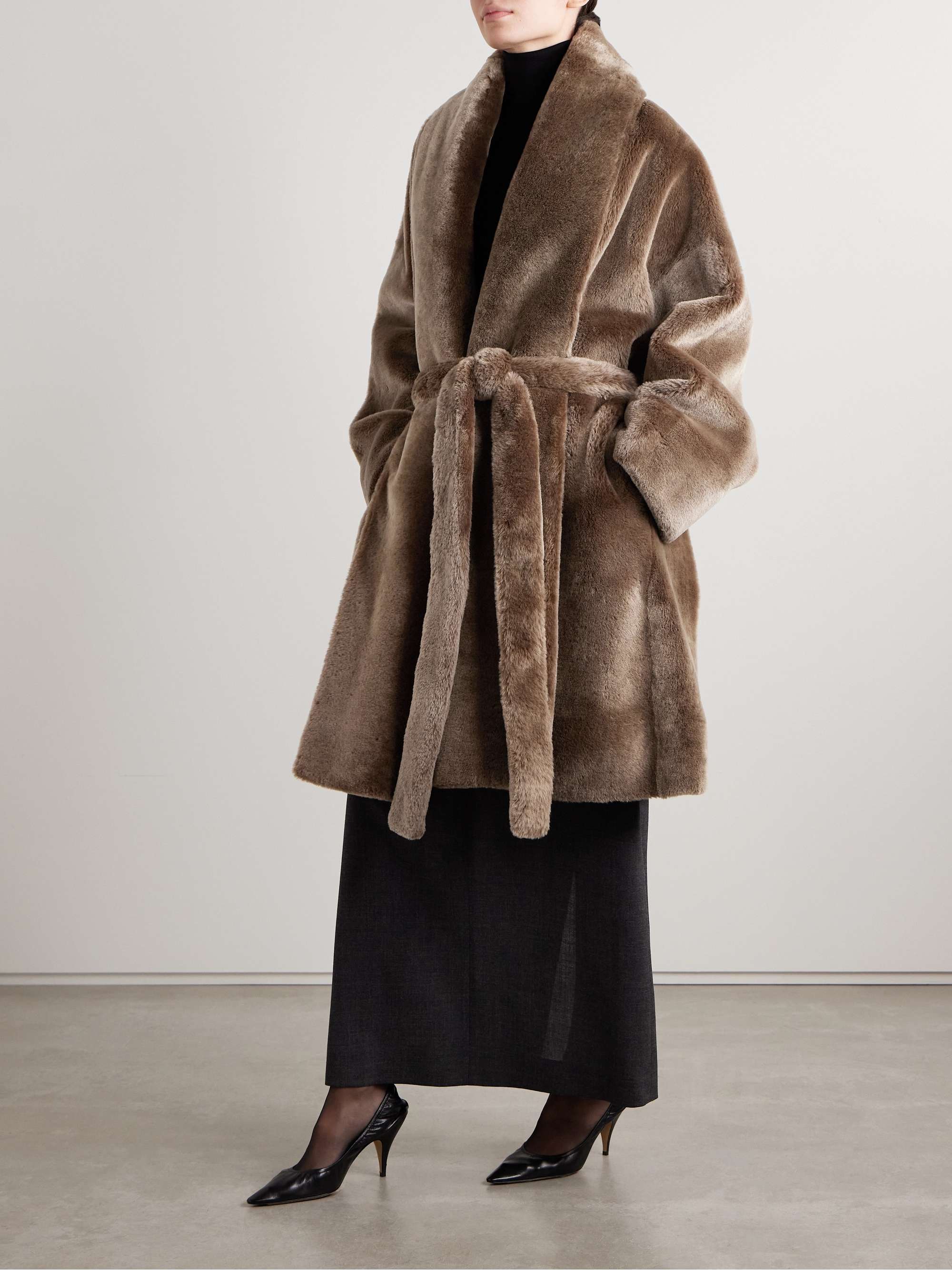 Lucja oversized belted shearling coat view