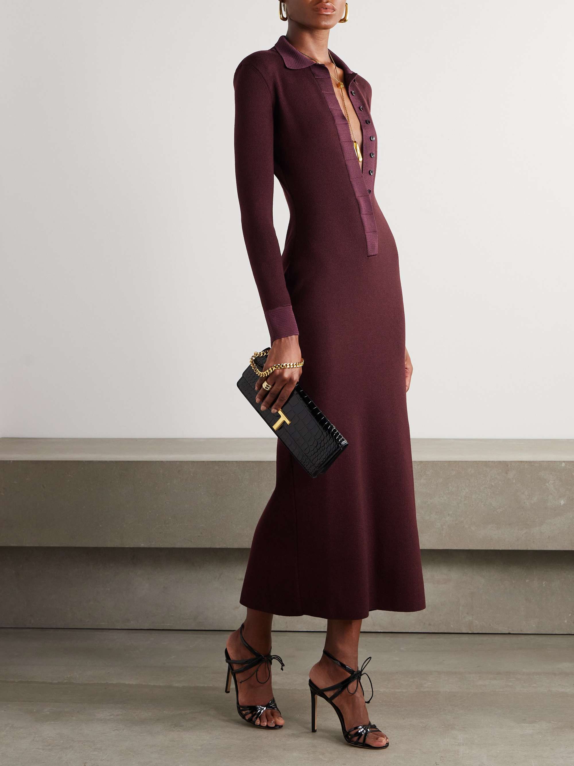 Wool-blend midi dress view