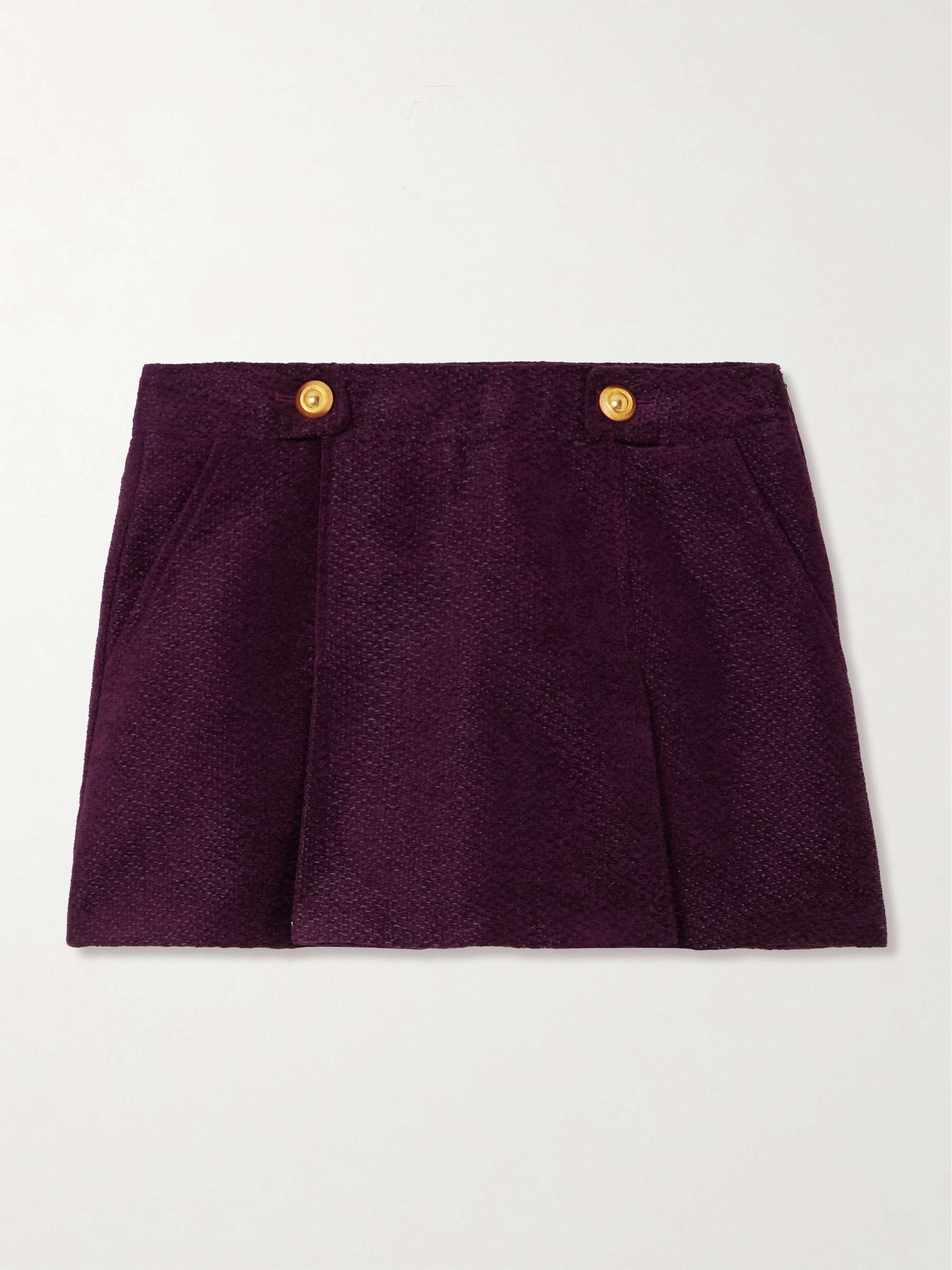 Pleated metallic tweed mini skirt view