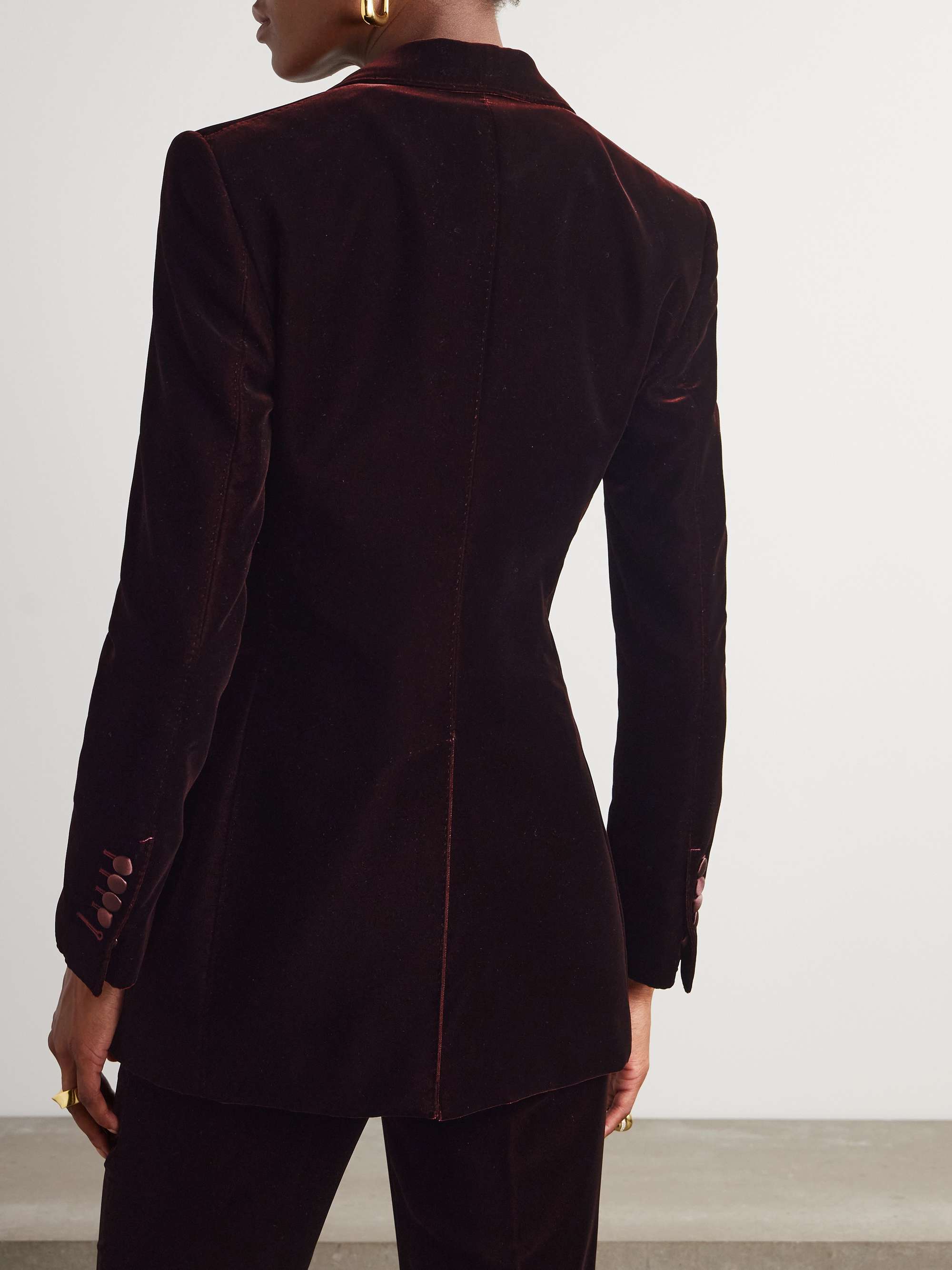 Silk-satin trimmed velvet blazer view