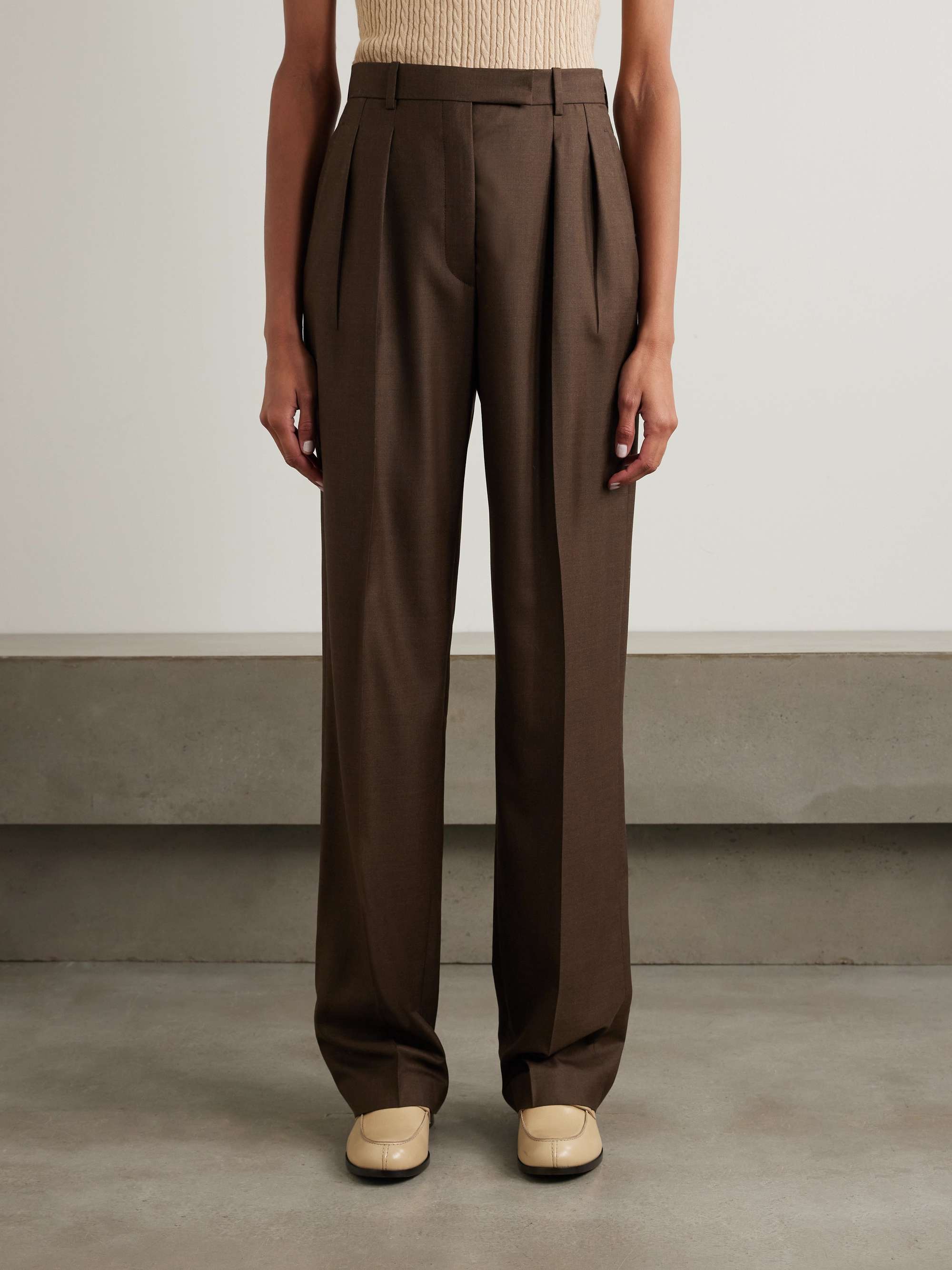 Wool-crepe wide-leg pants view