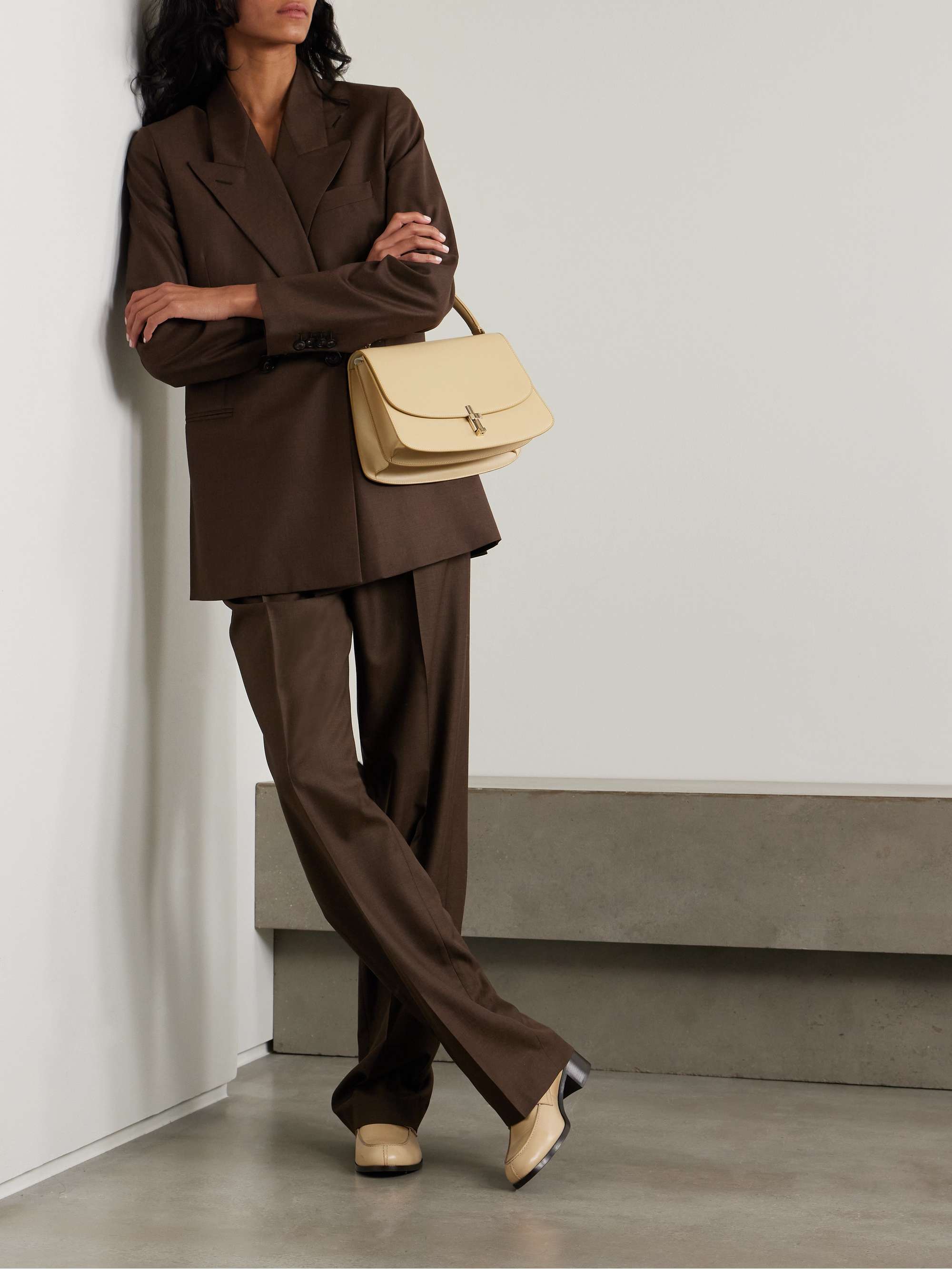 Wool-crepe wide-leg pants view